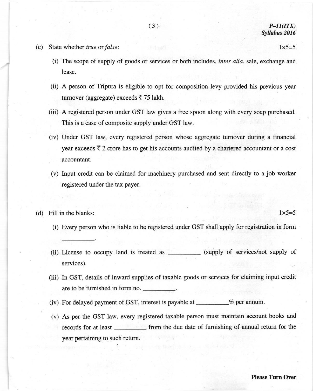 ICMAI Dec 2018 Indirect Taxation Question Paper - Page 3