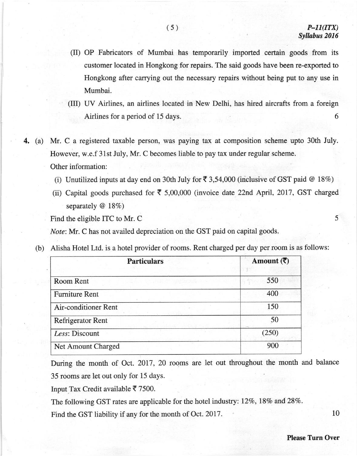 ICMAI Dec 2018 Indirect Taxation Question Paper - Page 5