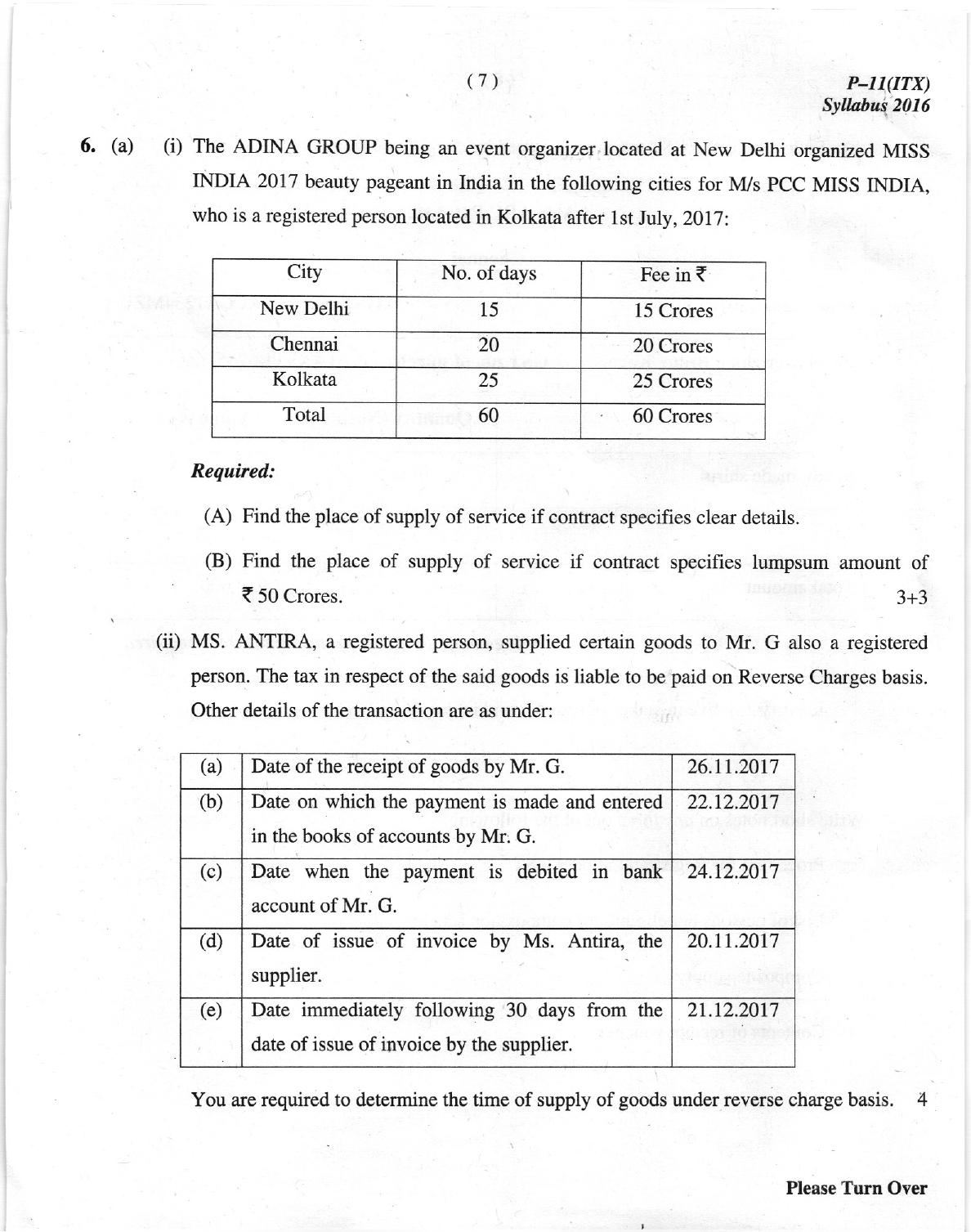 ICMAI Dec 2018 Indirect Taxation Question Paper - Page 7