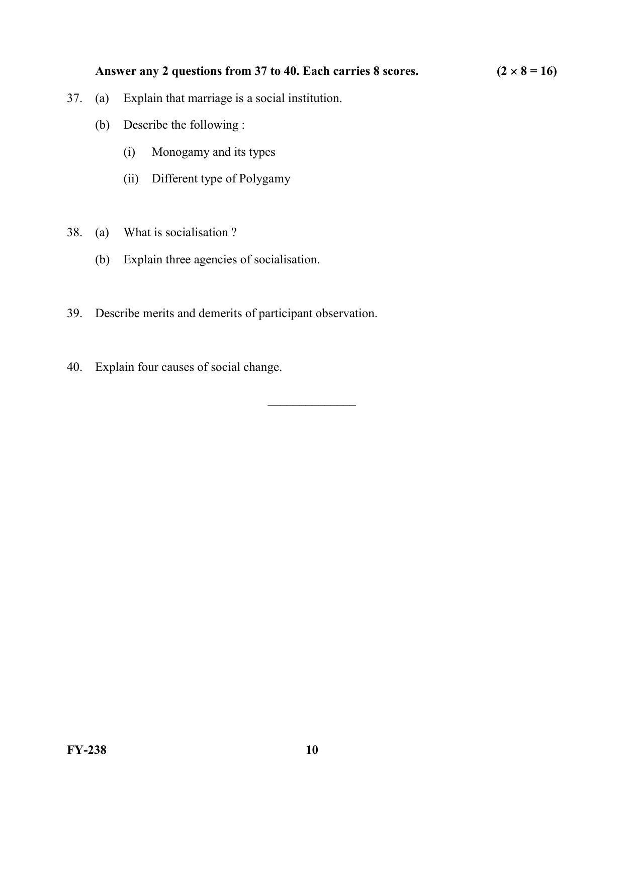 Kerala Plus One (Class 11th) Sociology Question Paper 2021 - Page 10