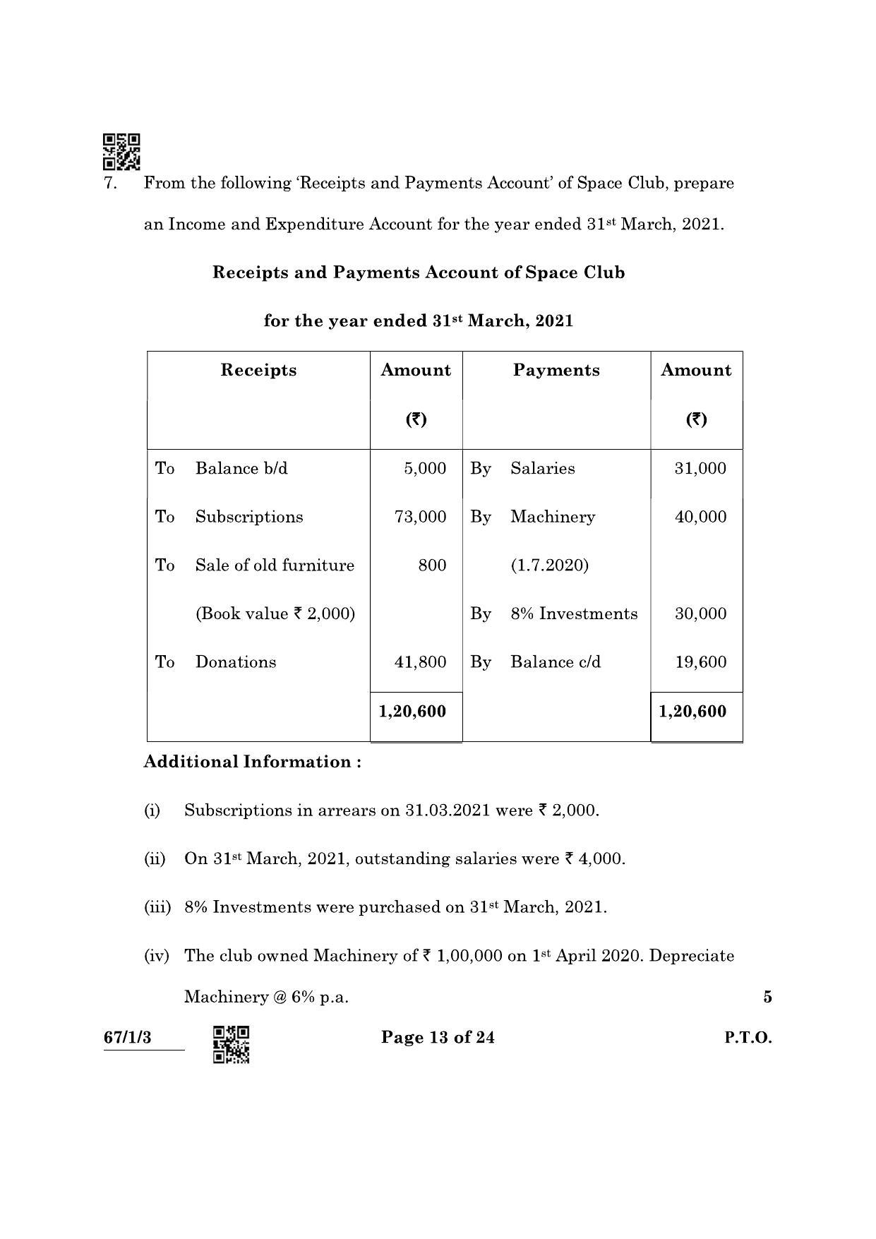 CBSE Class 12 67-1-3 Accountancy 2022 Question Paper - Page 13