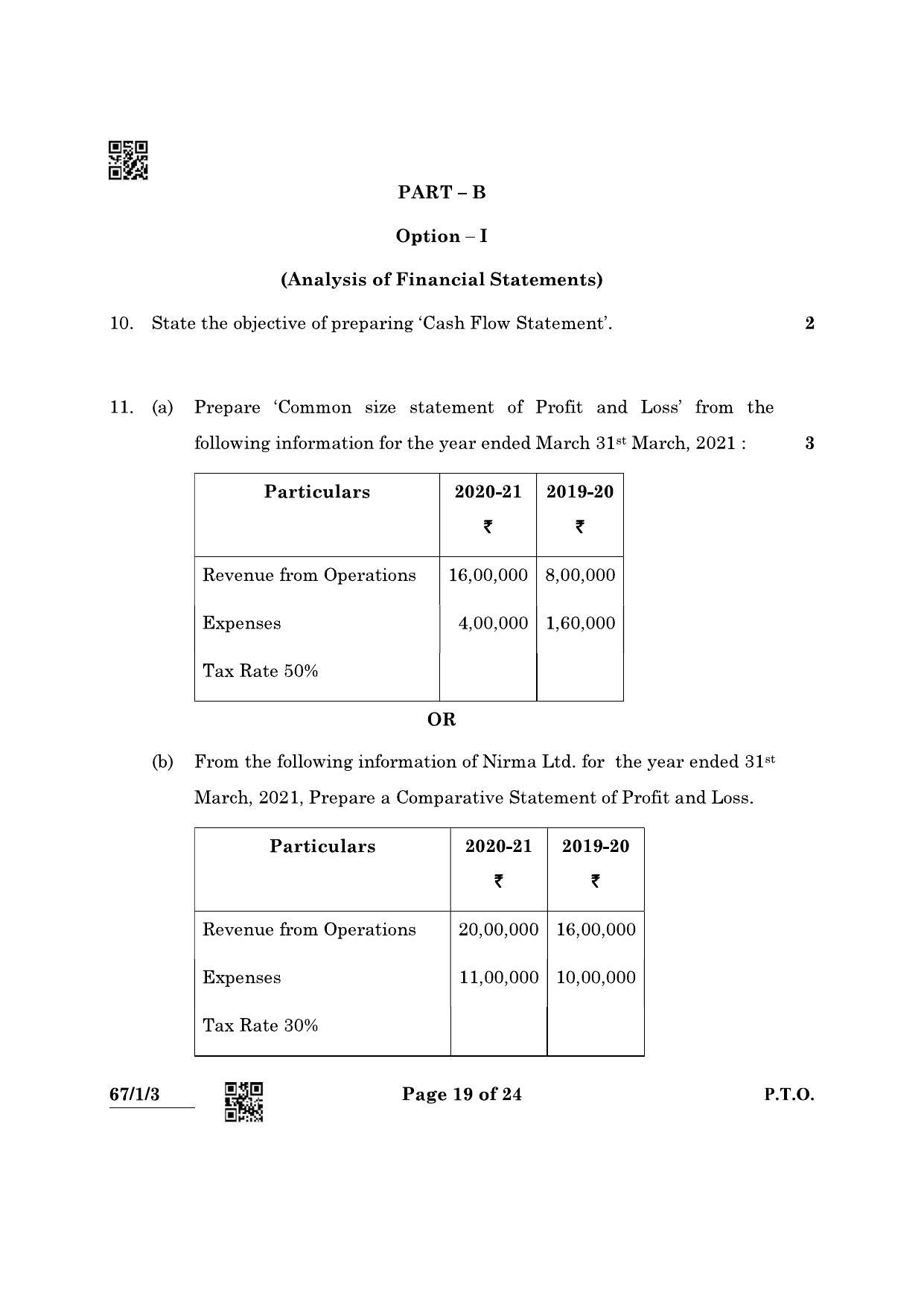 CBSE Class 12 67-1-3 Accountancy 2022 Question Paper - Page 19