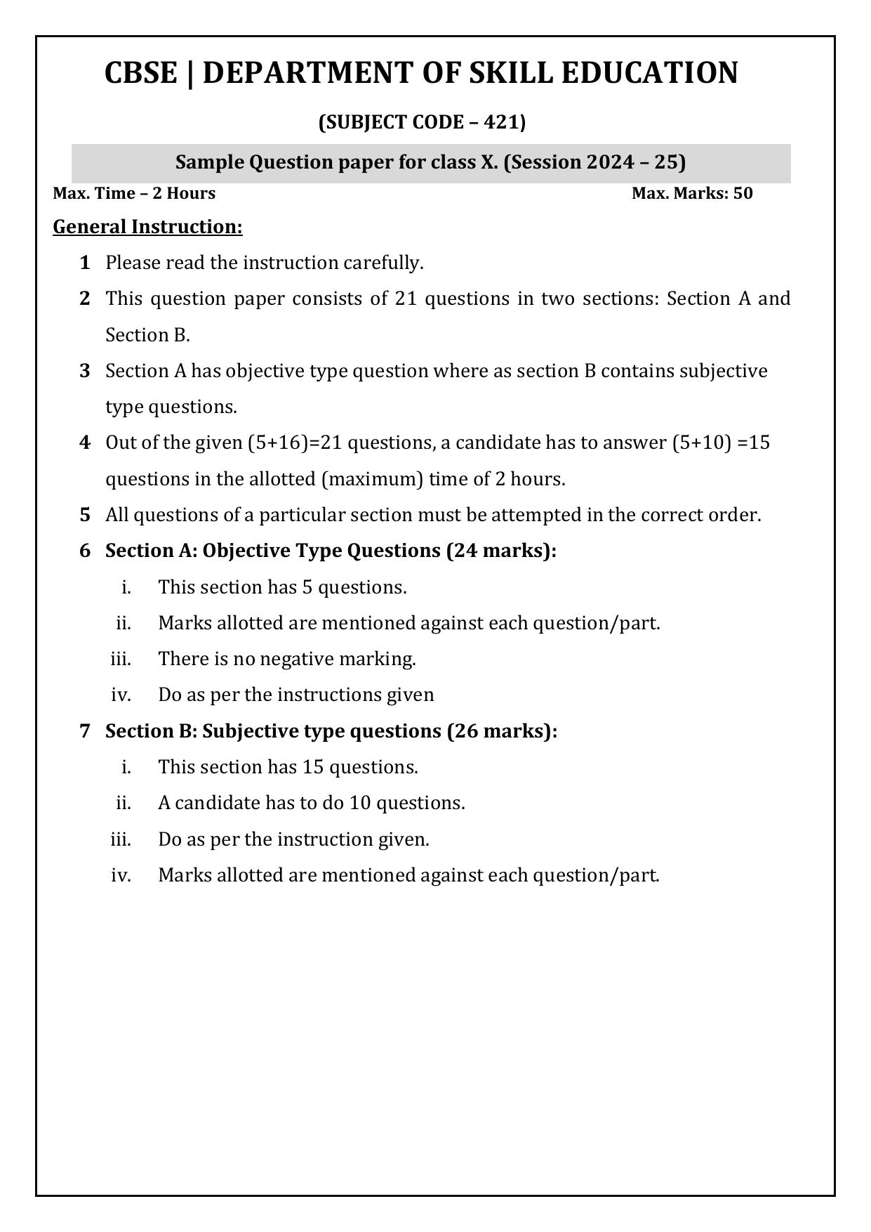 CBSE Class 10 Biotechnology Sample Paper 2025 - Page 3