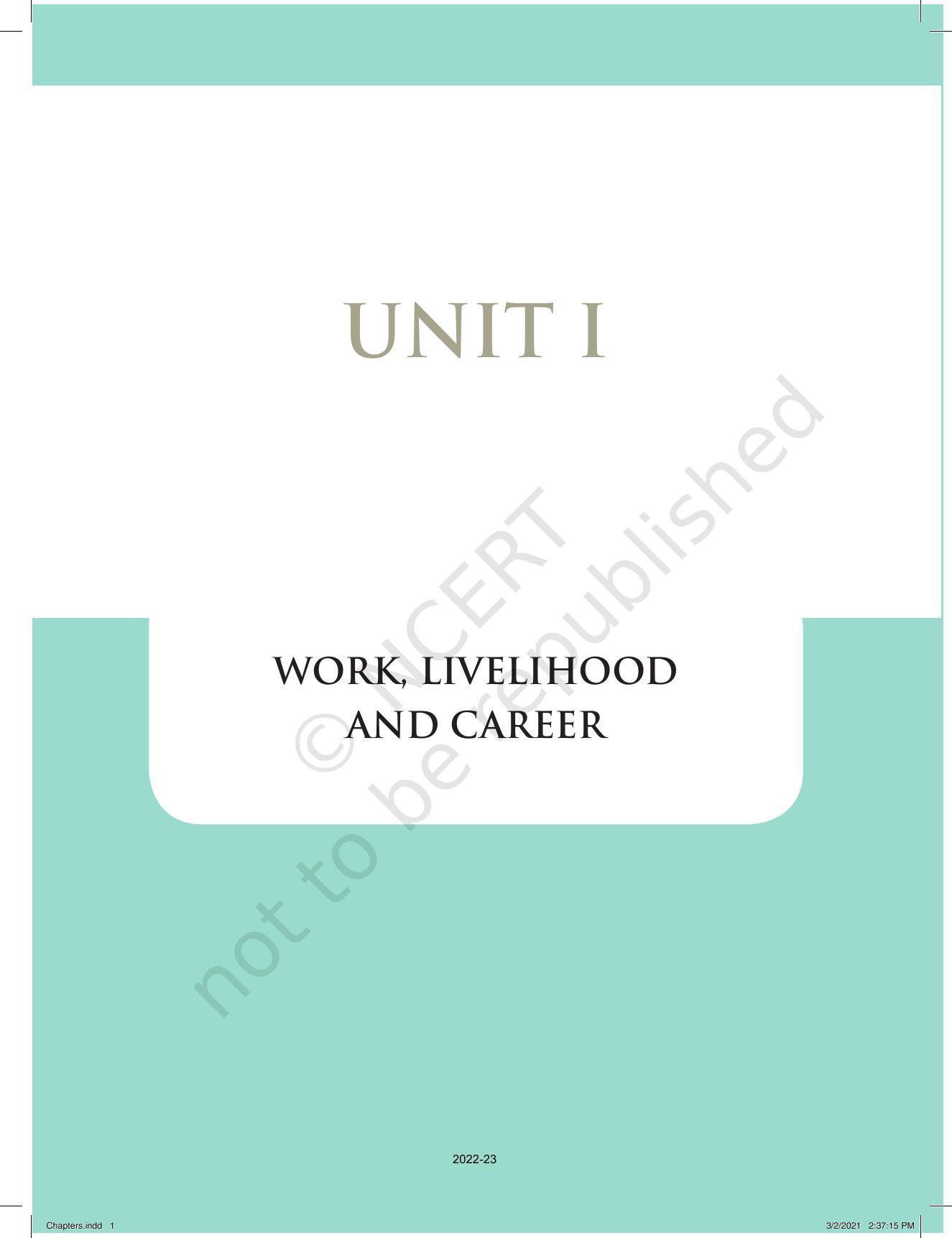 NCERT Book for Class 12 Home Science (Part -I) Chapter 1 Work, Livelihood, and Career - Page 1