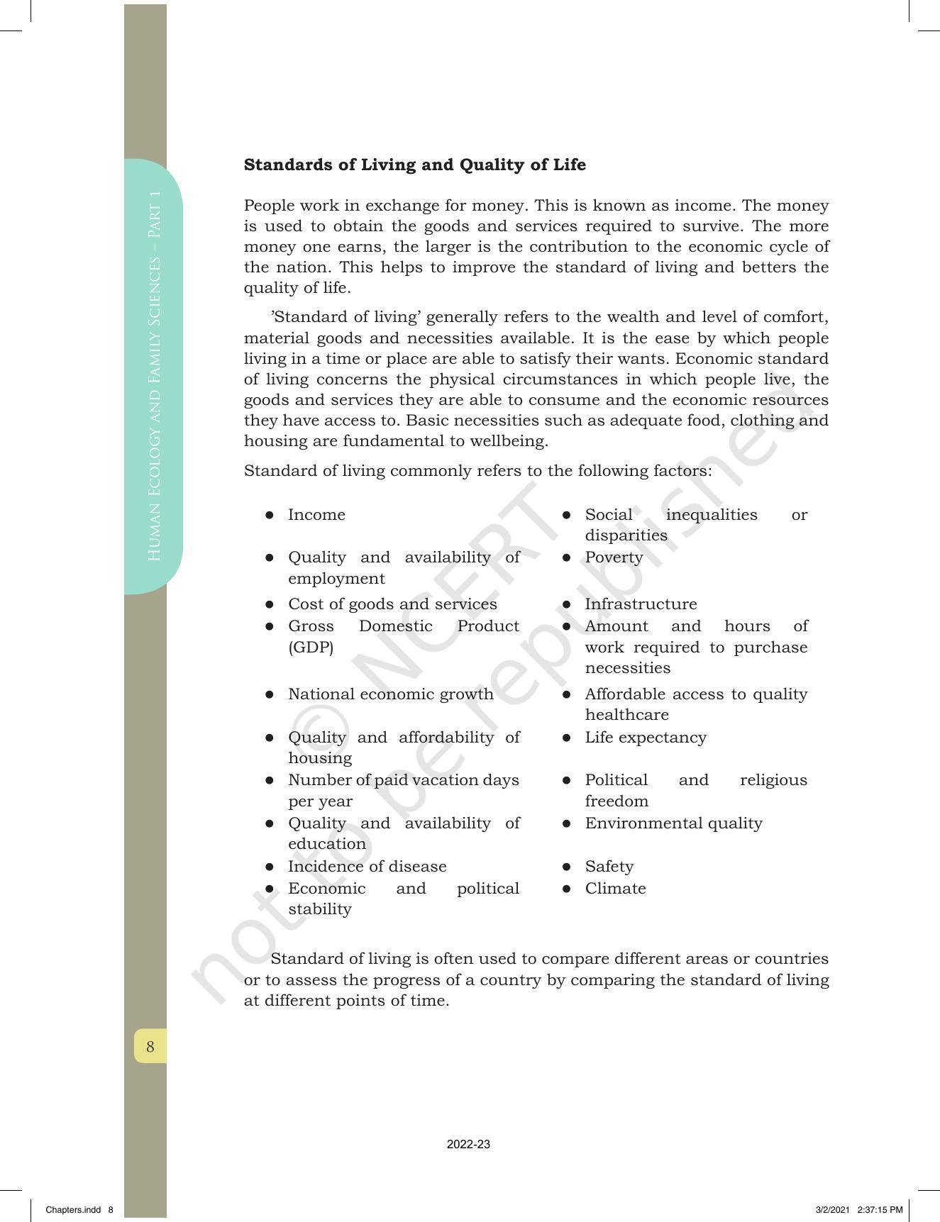 NCERT Book for Class 12 Home Science (Part -I) Chapter 1 Work, Livelihood, and Career - Page 8