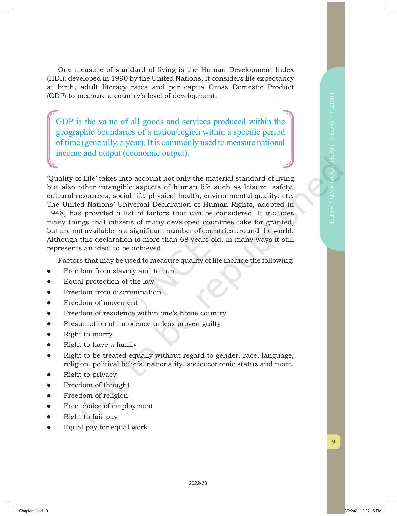NCERT Book for Class 12 Home Science (Part -I) Chapter 1 Work, Livelihood, and Career - Page 9