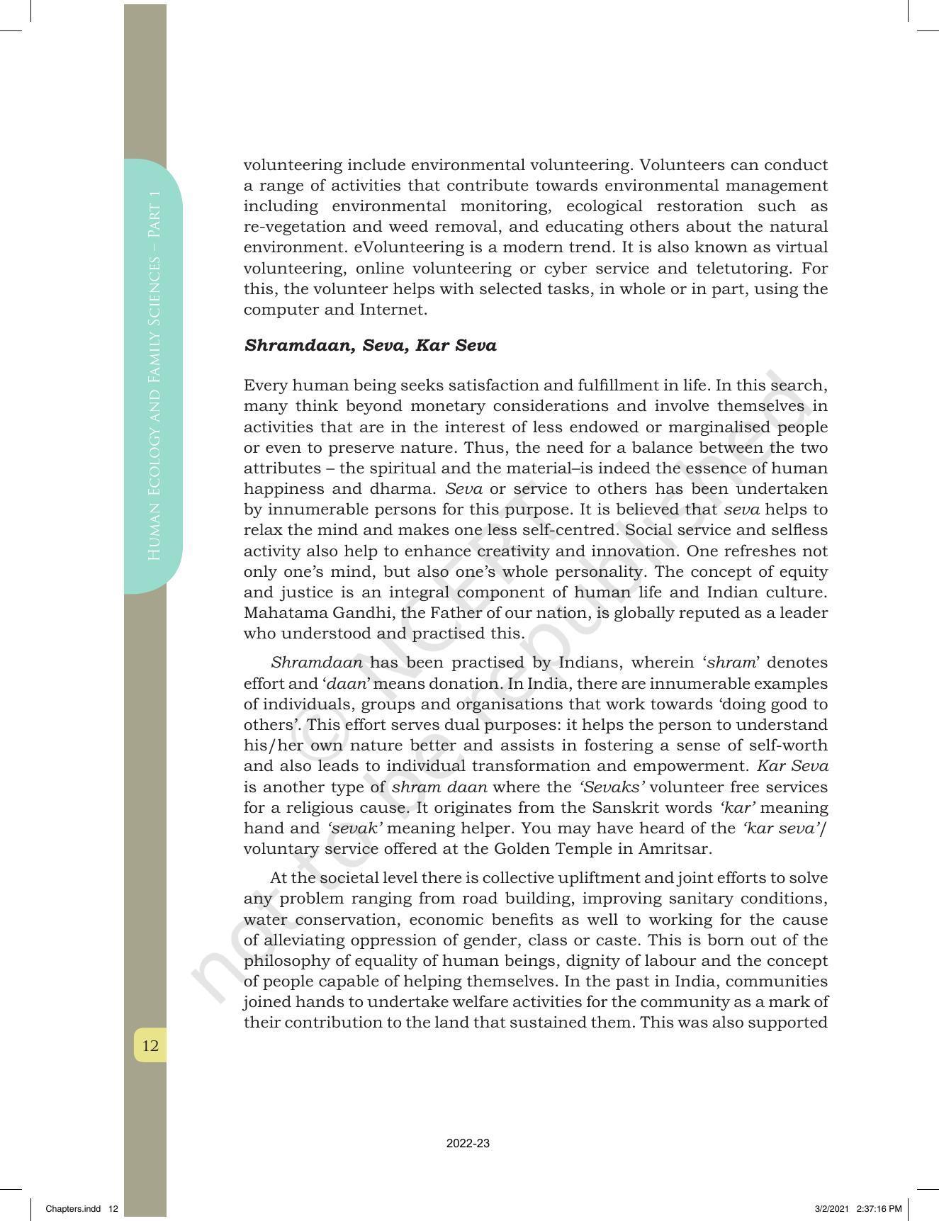 NCERT Book for Class 12 Home Science (Part -I) Chapter 1 Work, Livelihood, and Career - Page 12