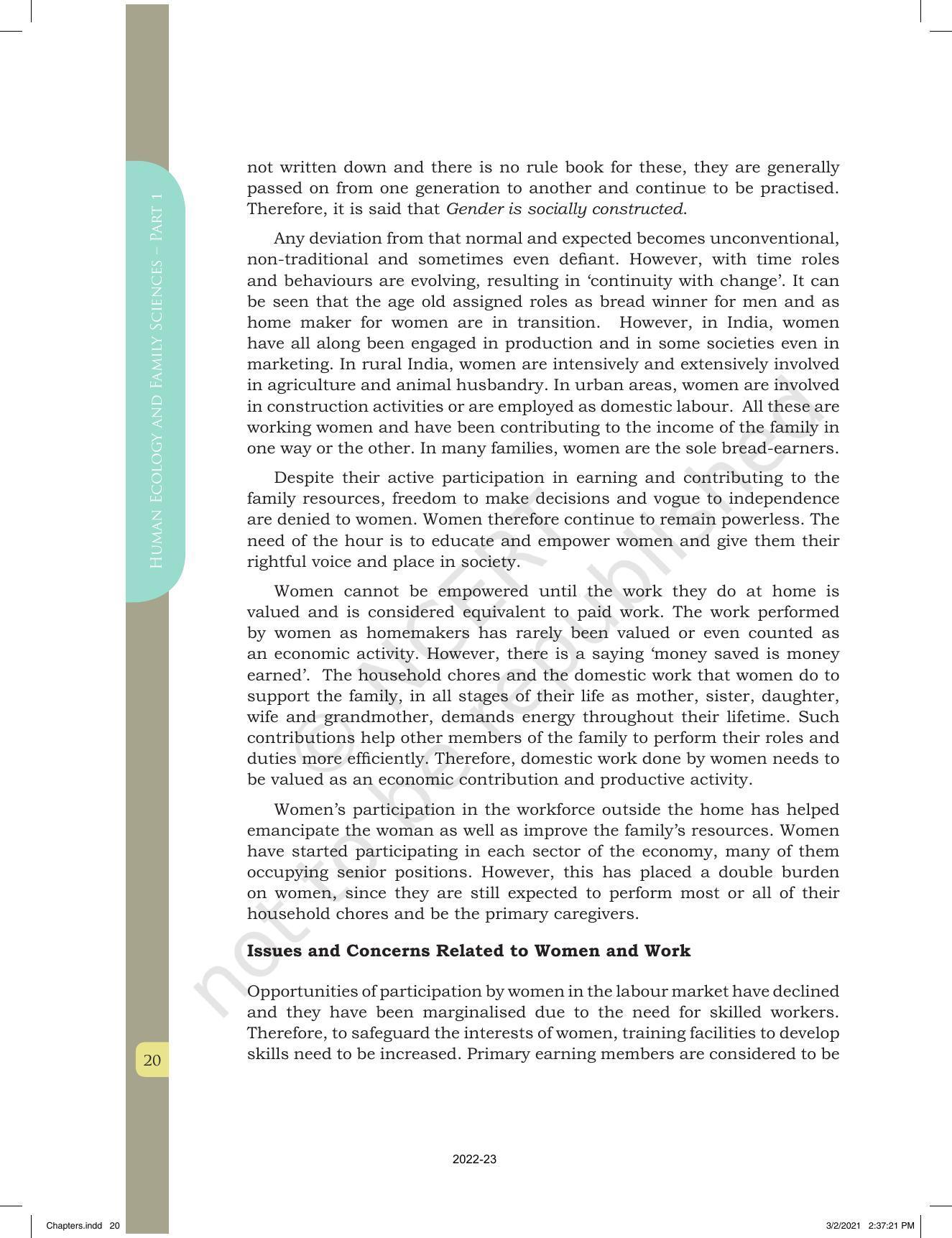 NCERT Book for Class 12 Home Science (Part -I) Chapter 1 Work, Livelihood, and Career - Page 20