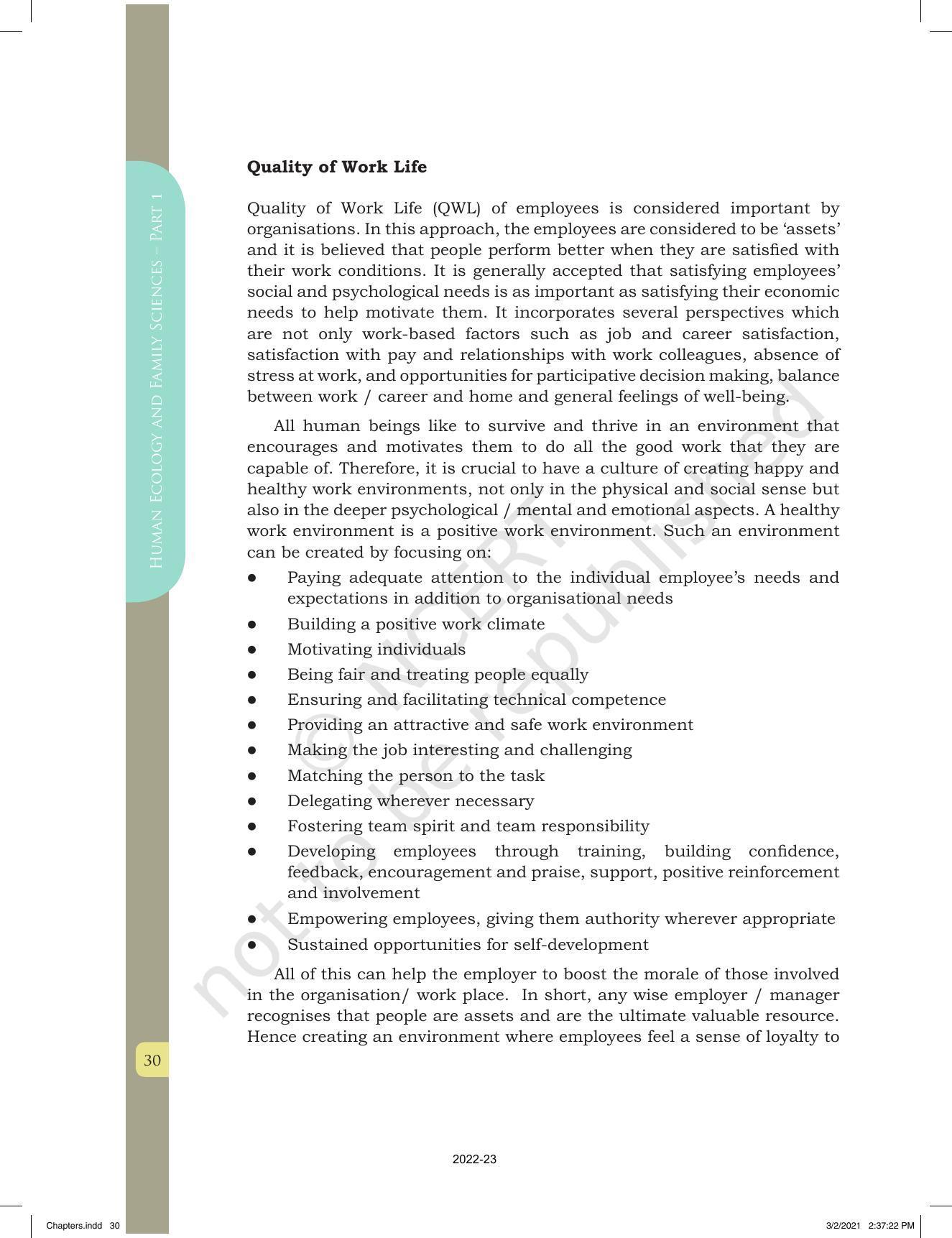NCERT Book for Class 12 Home Science (Part -I) Chapter 1 Work, Livelihood, and Career - Page 30