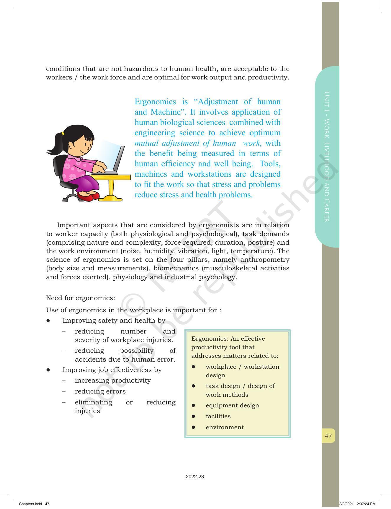 NCERT Book for Class 12 Home Science (Part -I) Chapter 1 Work, Livelihood, and Career - Page 47