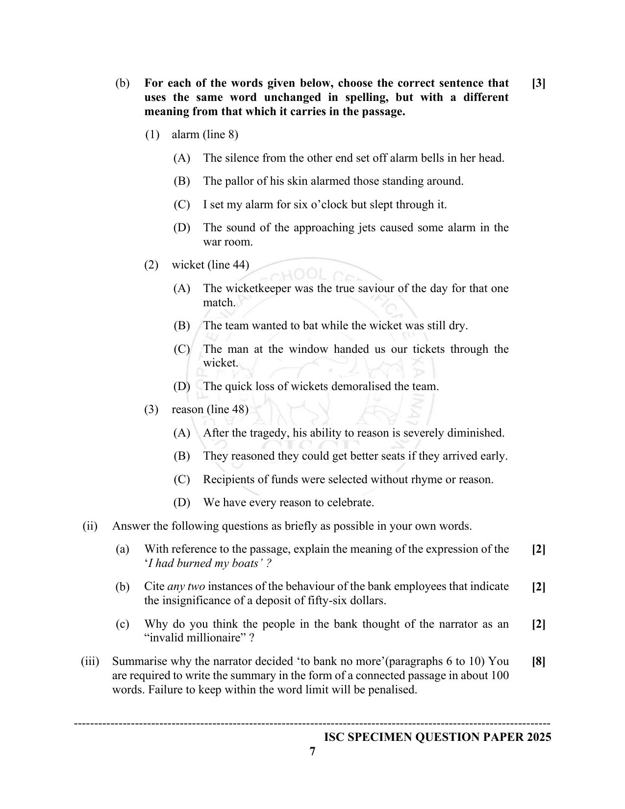 ISC Class 12 2025 English Language (English Paper 1) (SQP & AK) Specimen Paper - Page 7
