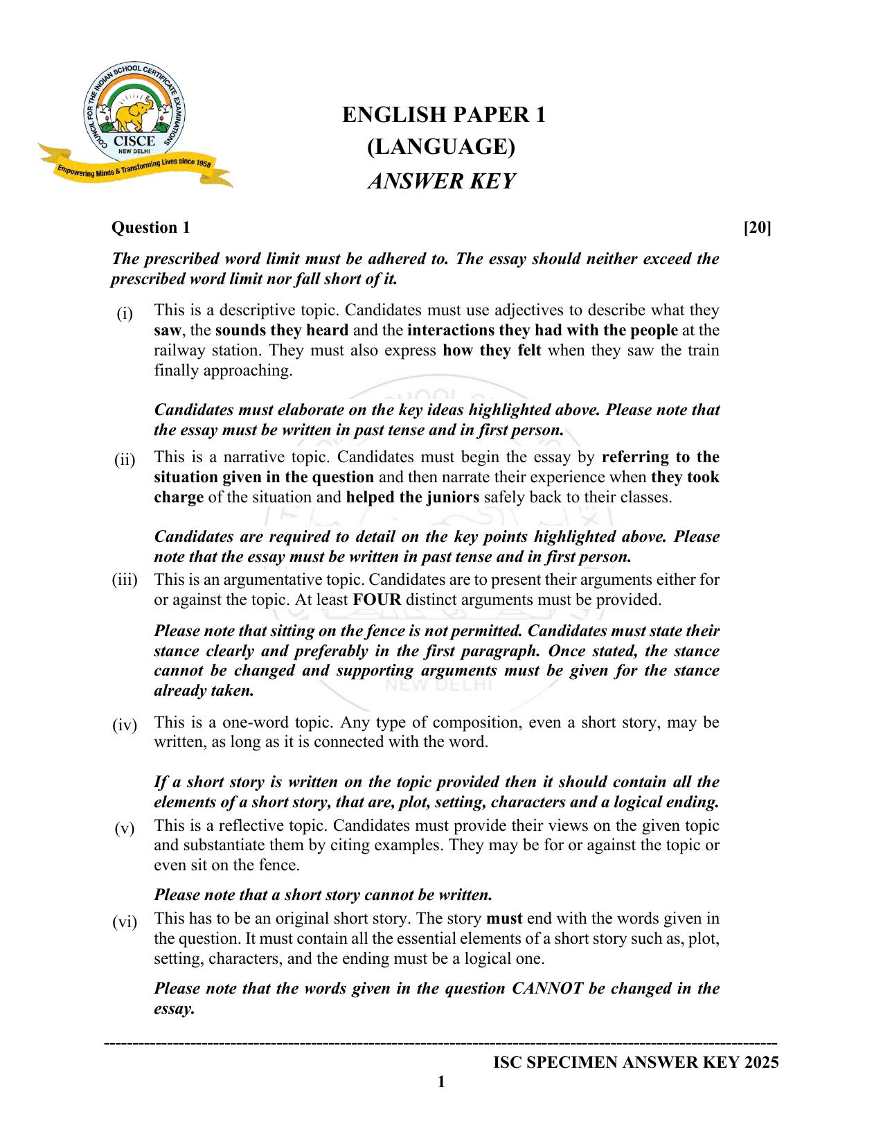 ISC Class 12 2025 English Language (English Paper 1) (SQP & AK) Specimen Paper - Page 8