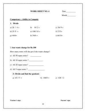 Worksheet for Class 4 Maths Tables and Shares Assignment 2