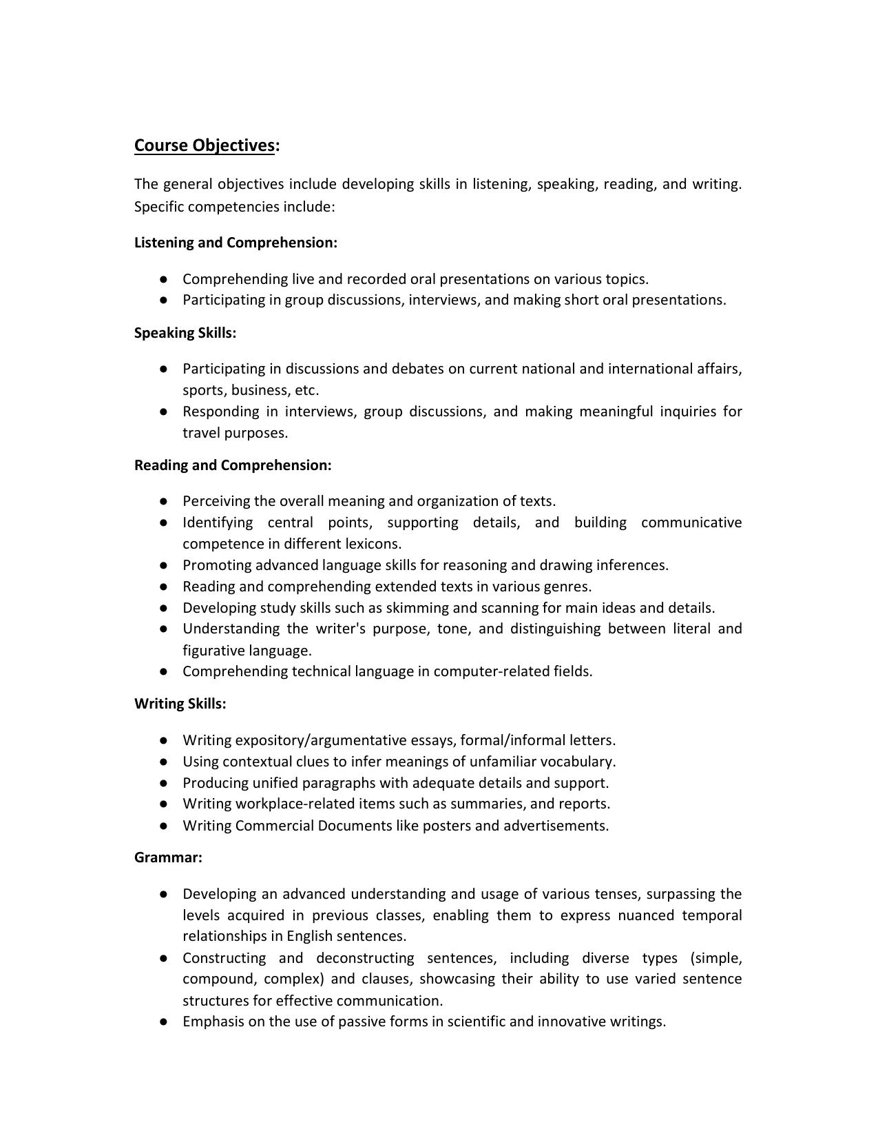 WBCHSE Class 11 & 12 Syllabus for English-B (ENGB) (Language) - Page 2