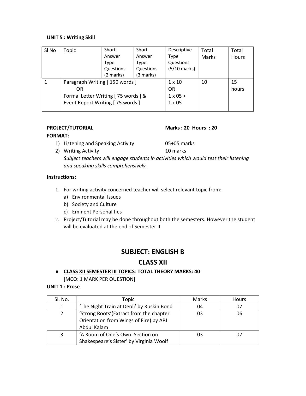 WBCHSE Class 11 & 12 Syllabus for English-B (ENGB) (Language) - Page 9