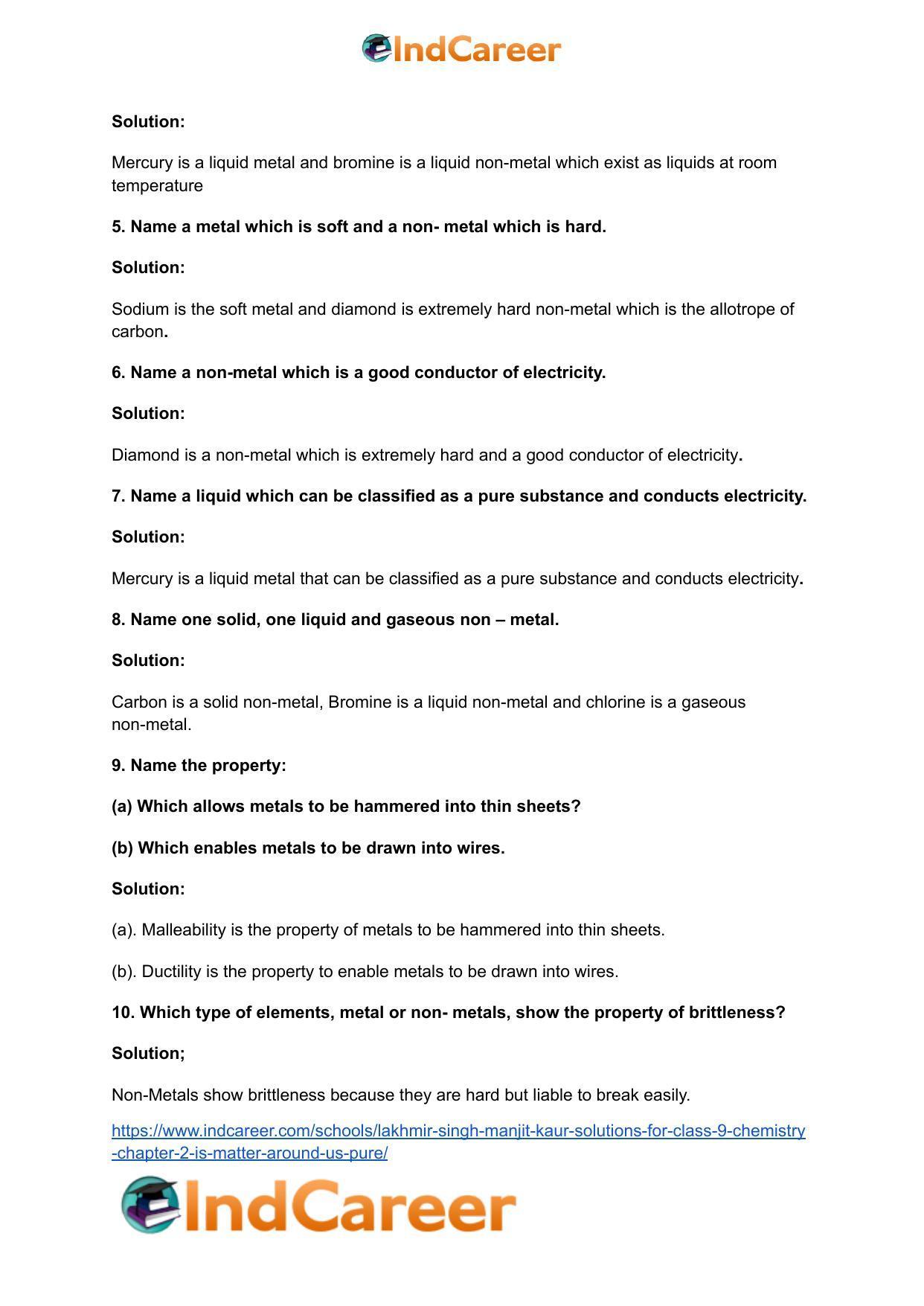 Lakhmir Singh Manjit Kaur  Solutions for Class 9 Chemistry: Chapter 2- Is Matter Around Us Pure? - Page 3