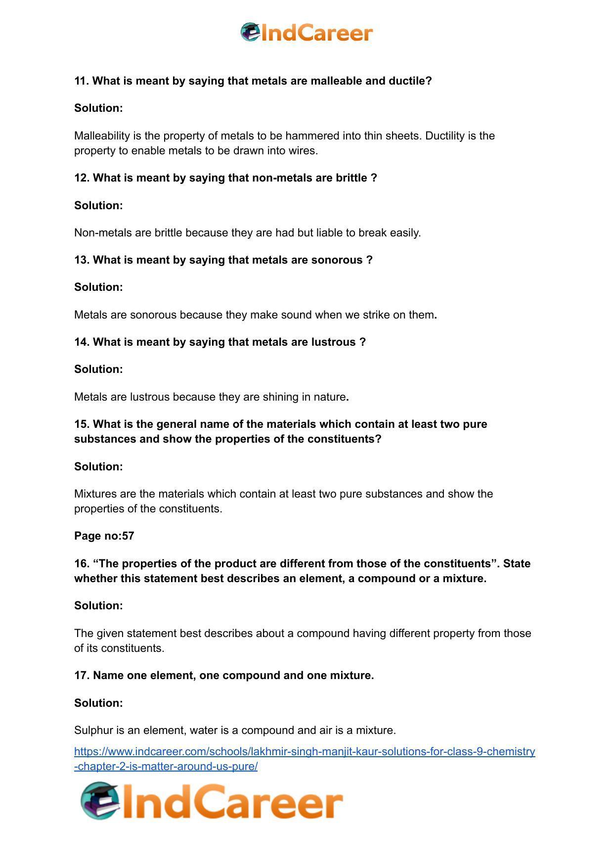 Lakhmir Singh Manjit Kaur  Solutions for Class 9 Chemistry: Chapter 2- Is Matter Around Us Pure? - Page 4