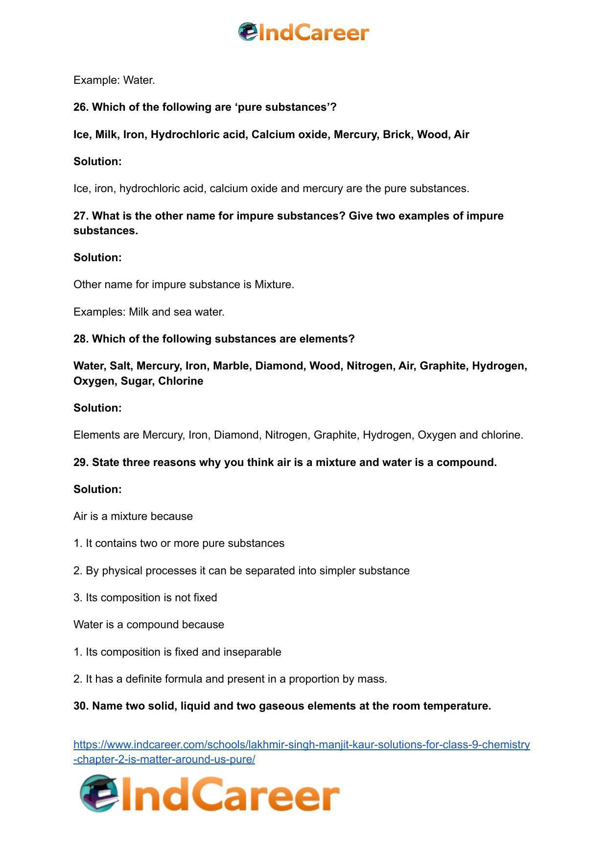 Lakhmir Singh Manjit Kaur  Solutions for Class 9 Chemistry: Chapter 2- Is Matter Around Us Pure? - Page 7