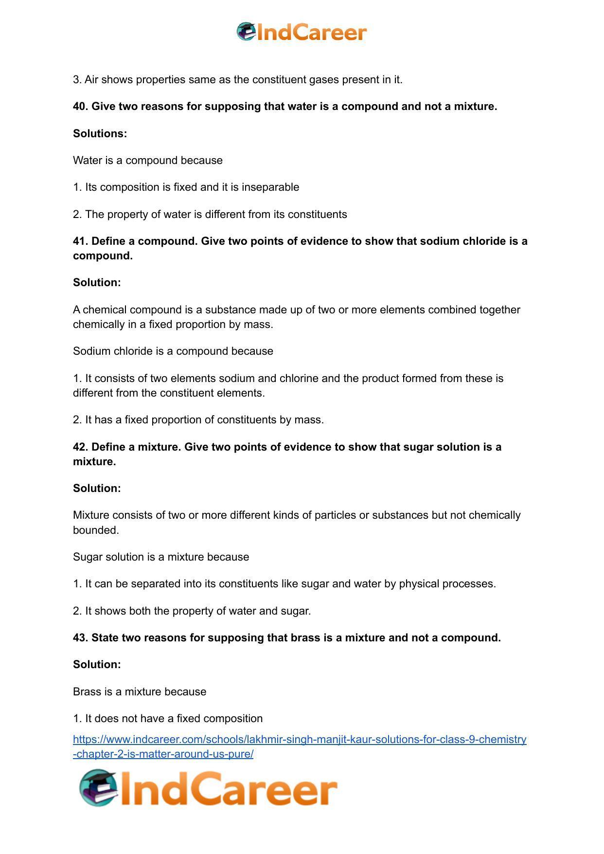 Lakhmir Singh Manjit Kaur  Solutions for Class 9 Chemistry: Chapter 2- Is Matter Around Us Pure? - Page 10