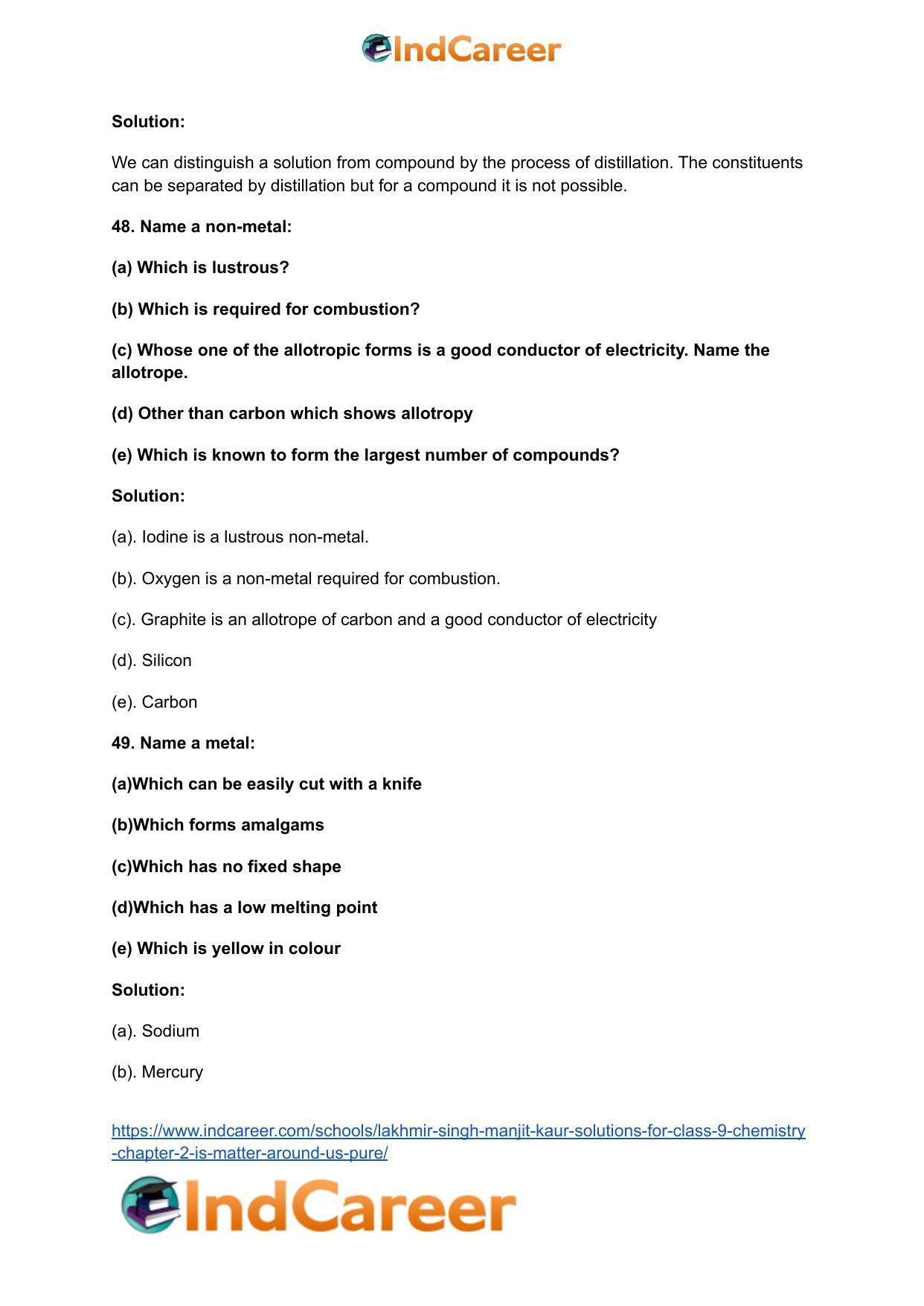 Lakhmir Singh Manjit Kaur  Solutions for Class 9 Chemistry: Chapter 2- Is Matter Around Us Pure? - Page 12