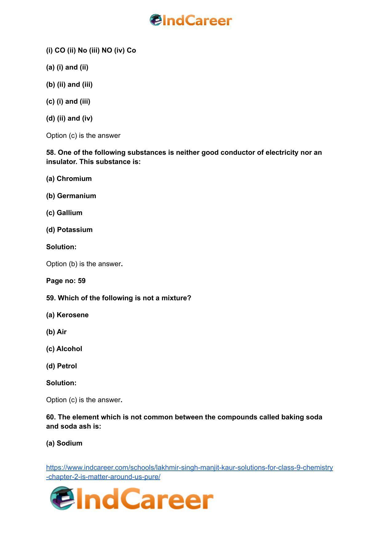 Lakhmir Singh Manjit Kaur  Solutions for Class 9 Chemistry: Chapter 2- Is Matter Around Us Pure? - Page 17