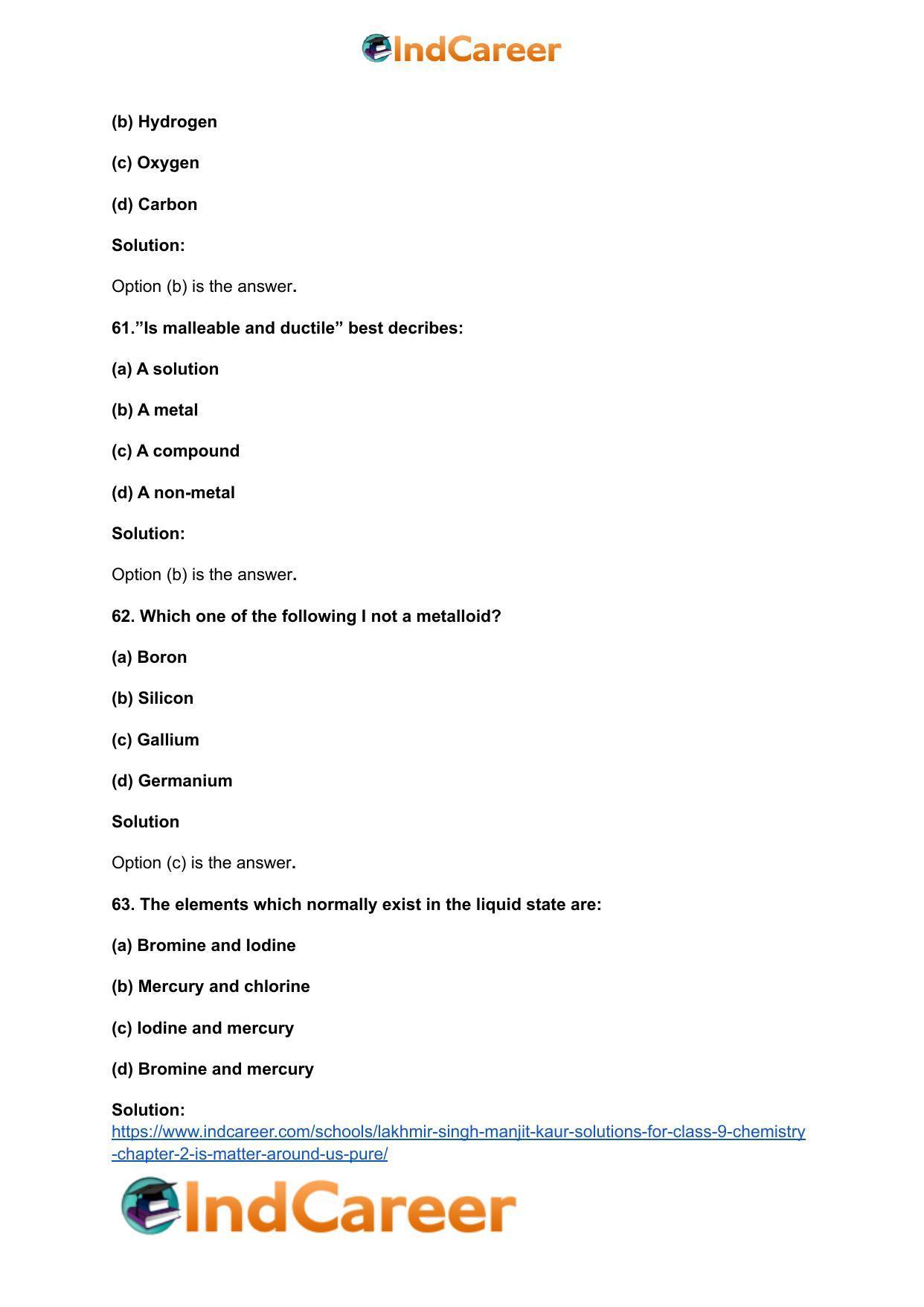 Lakhmir Singh Manjit Kaur  Solutions for Class 9 Chemistry: Chapter 2- Is Matter Around Us Pure? - Page 18