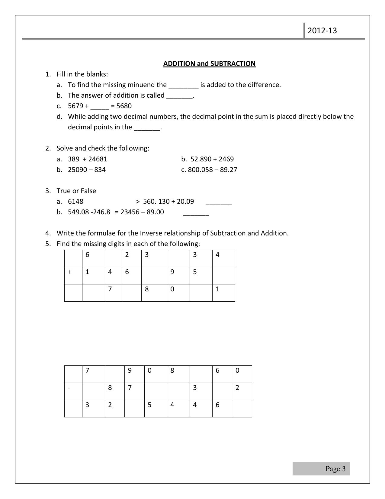 Worksheet for Class 5 Maths Assignment 44 - Page 3