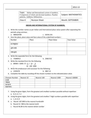 Worksheet for Class 5 Maths Assignment 44