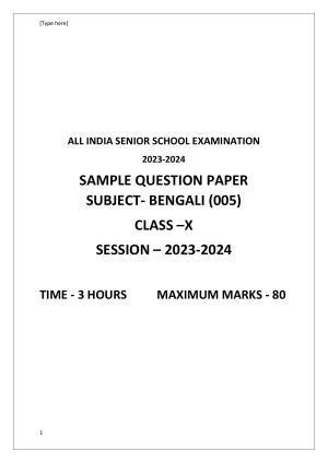 CBSE Class 10 Bengali Sample Paper 2024