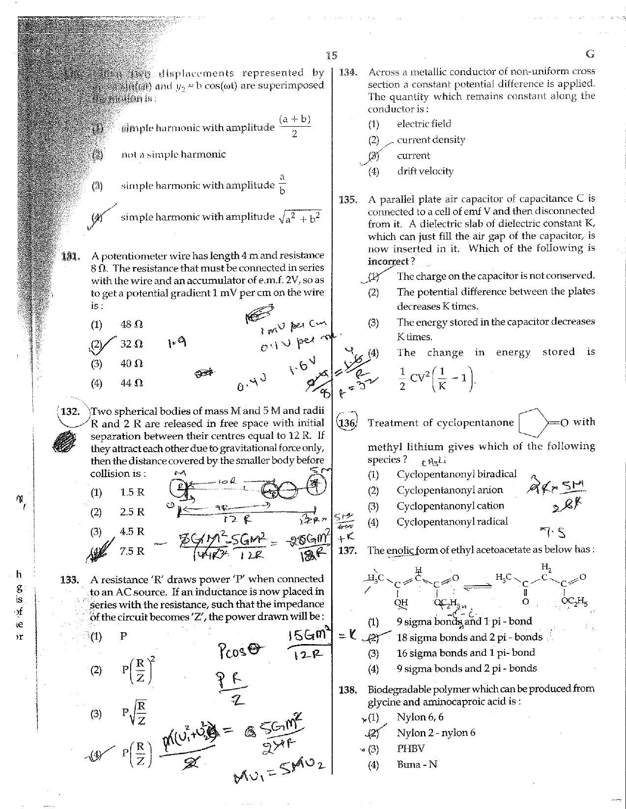 NEET Code G 2015 Question Paper - Page 15