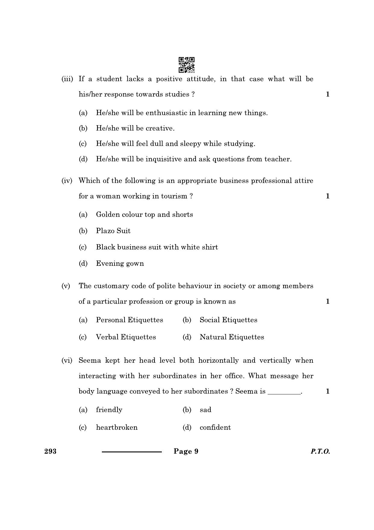 CBSE Class 10 Introduction Tourism 2024 Question Paper - Page 9