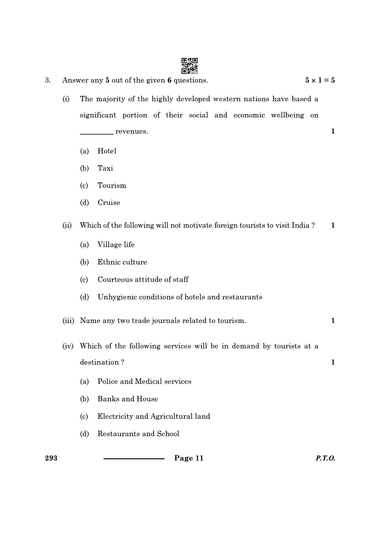 CBSE Class 10 Introduction Tourism 2024 Question Paper - Page 11
