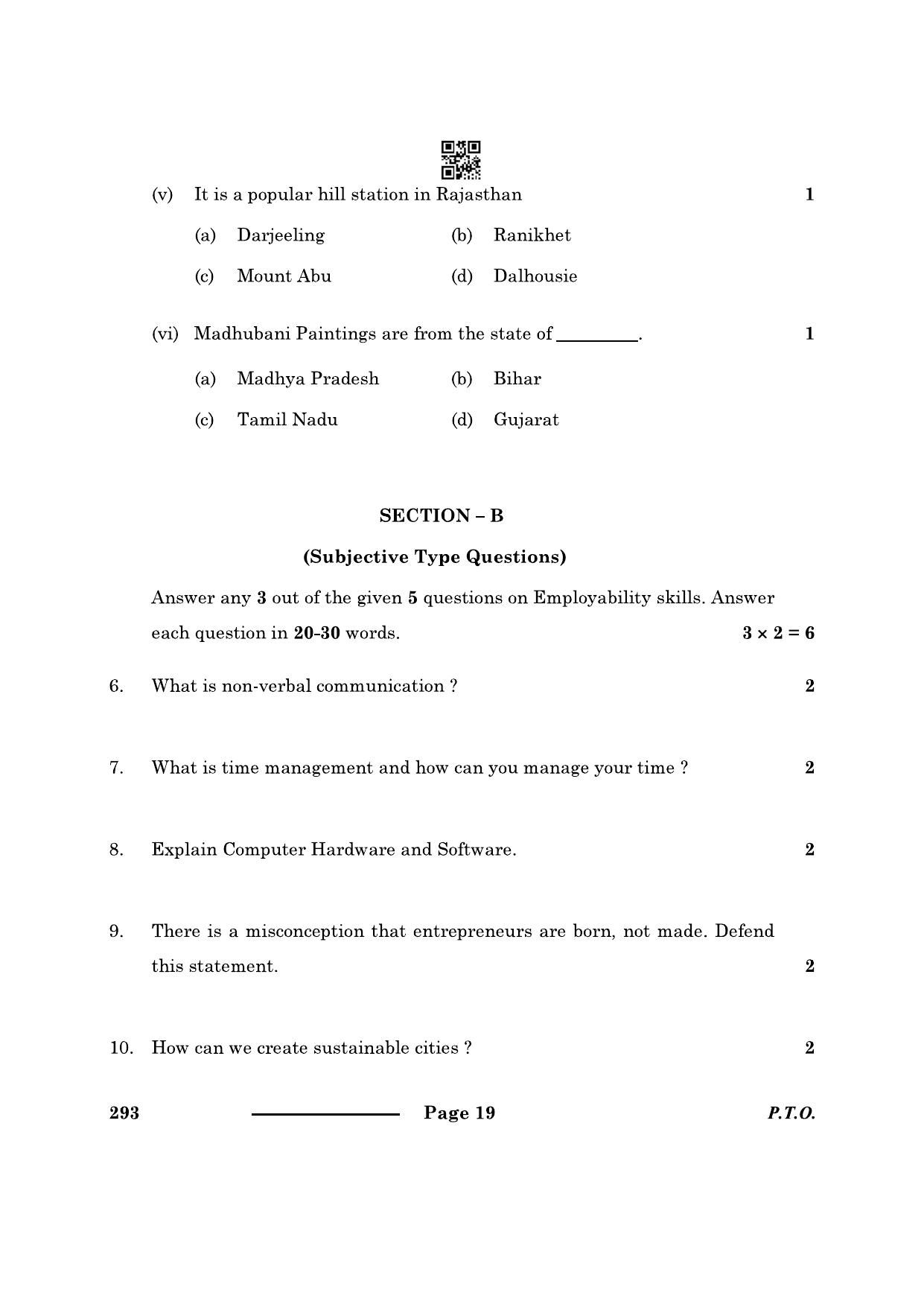 CBSE Class 10 Introduction Tourism 2024 Question Paper - Page 19