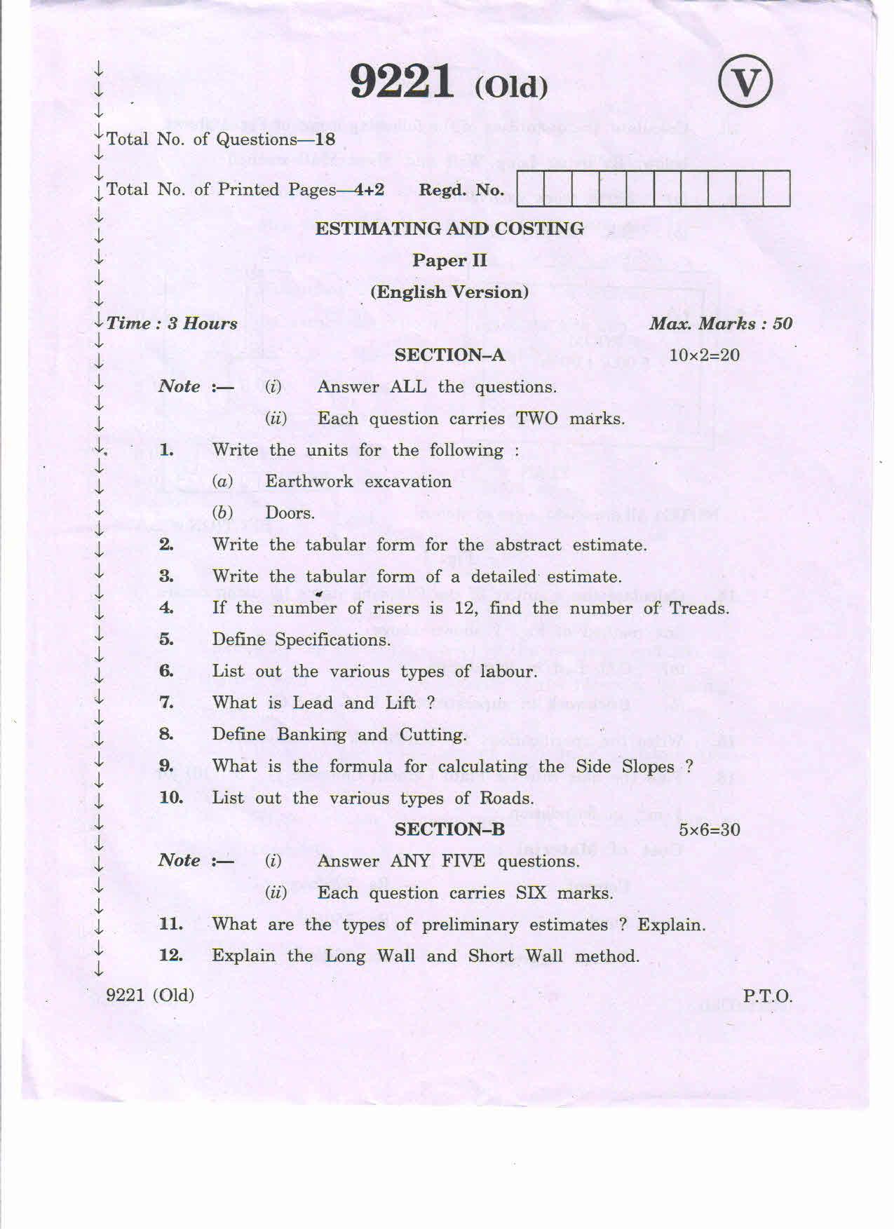 AP Inter 2nd Year Estimating Costing-II (old) March-2020-Vocational Question Pape - Page 1