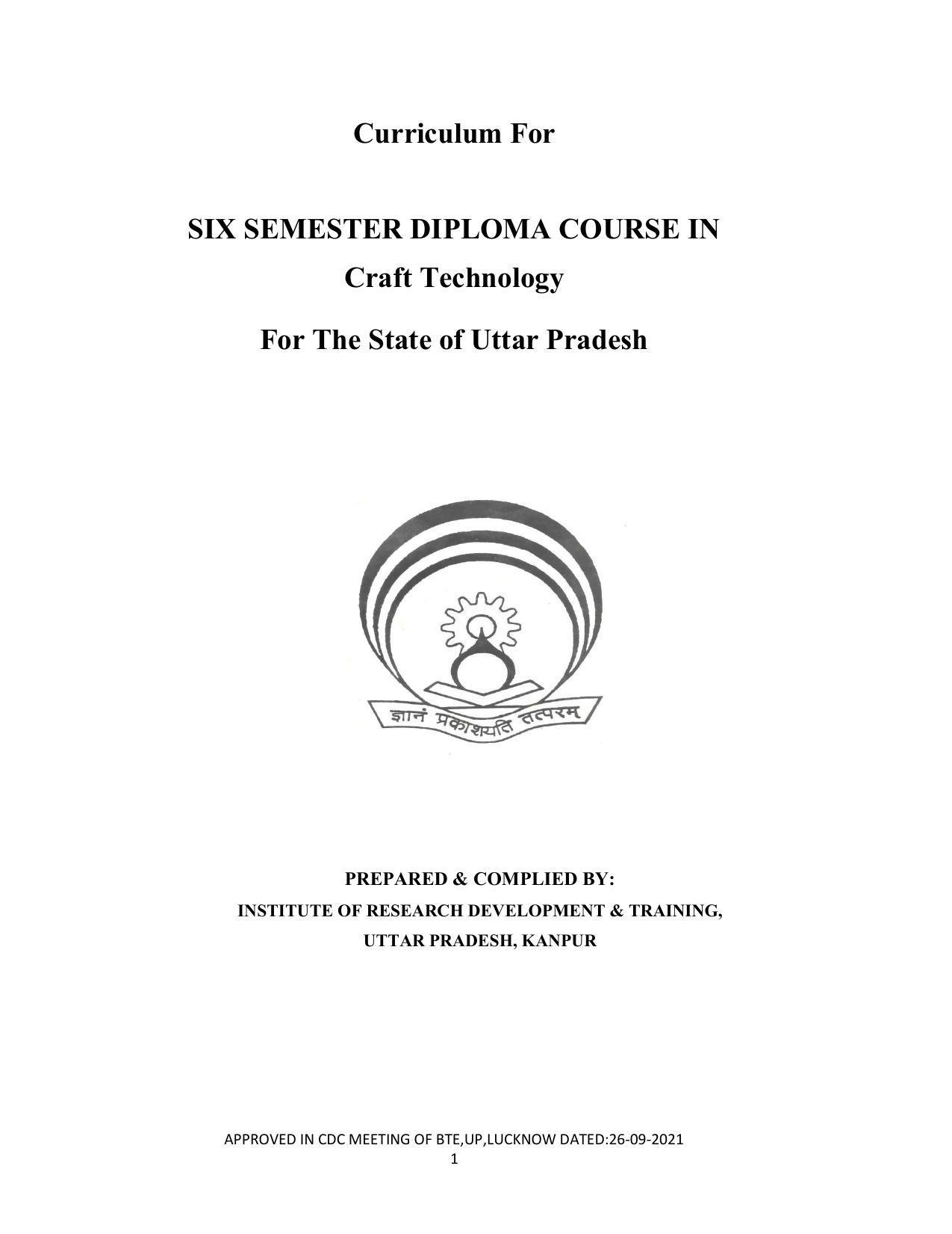 SYLLABUS FOR SEMESTER SYSTEM EFFECTIVE FROM (2021-2022) - CRAFT TECHNOLOGY - Page 1