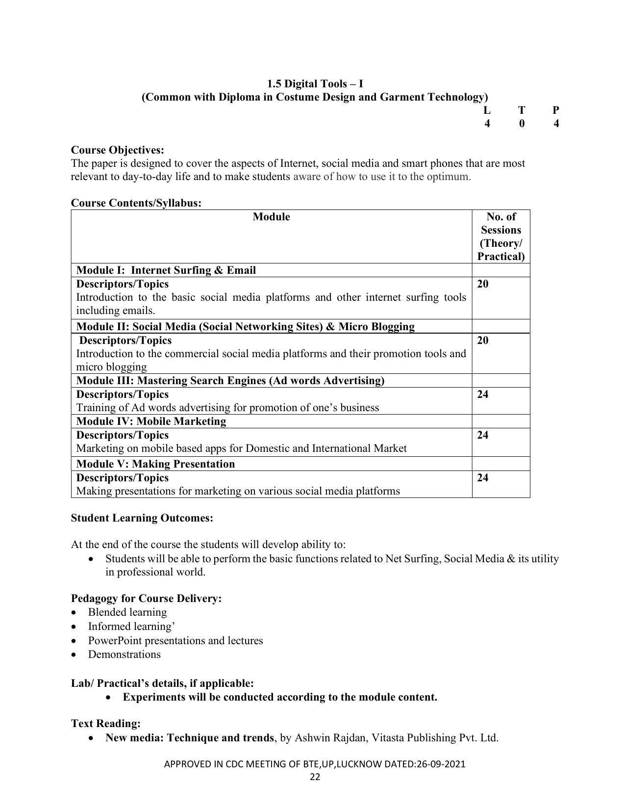 SYLLABUS FOR SEMESTER SYSTEM EFFECTIVE FROM (2021-2022) - CRAFT TECHNOLOGY - Page 22