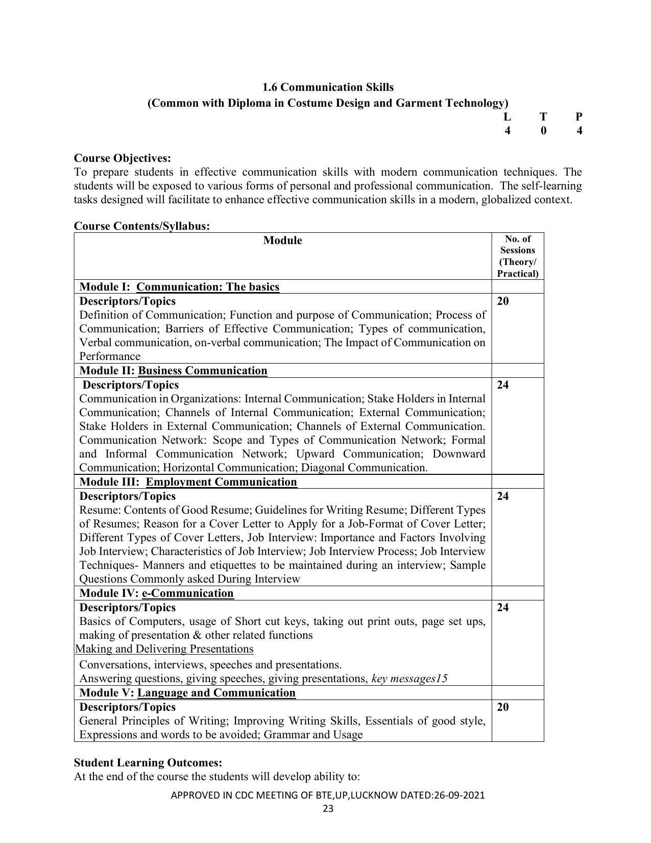 SYLLABUS FOR SEMESTER SYSTEM EFFECTIVE FROM (2021-2022) - CRAFT TECHNOLOGY - Page 23