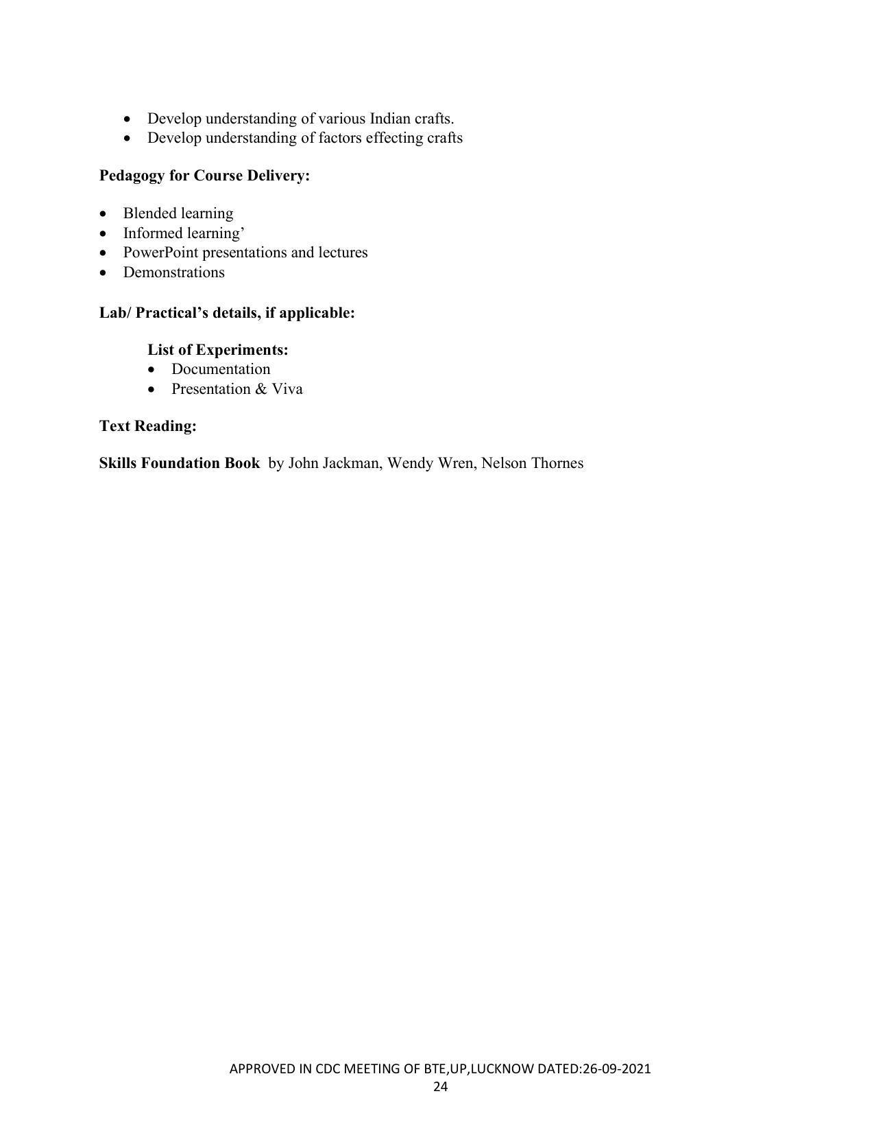 SYLLABUS FOR SEMESTER SYSTEM EFFECTIVE FROM (2021-2022) - CRAFT TECHNOLOGY - Page 24