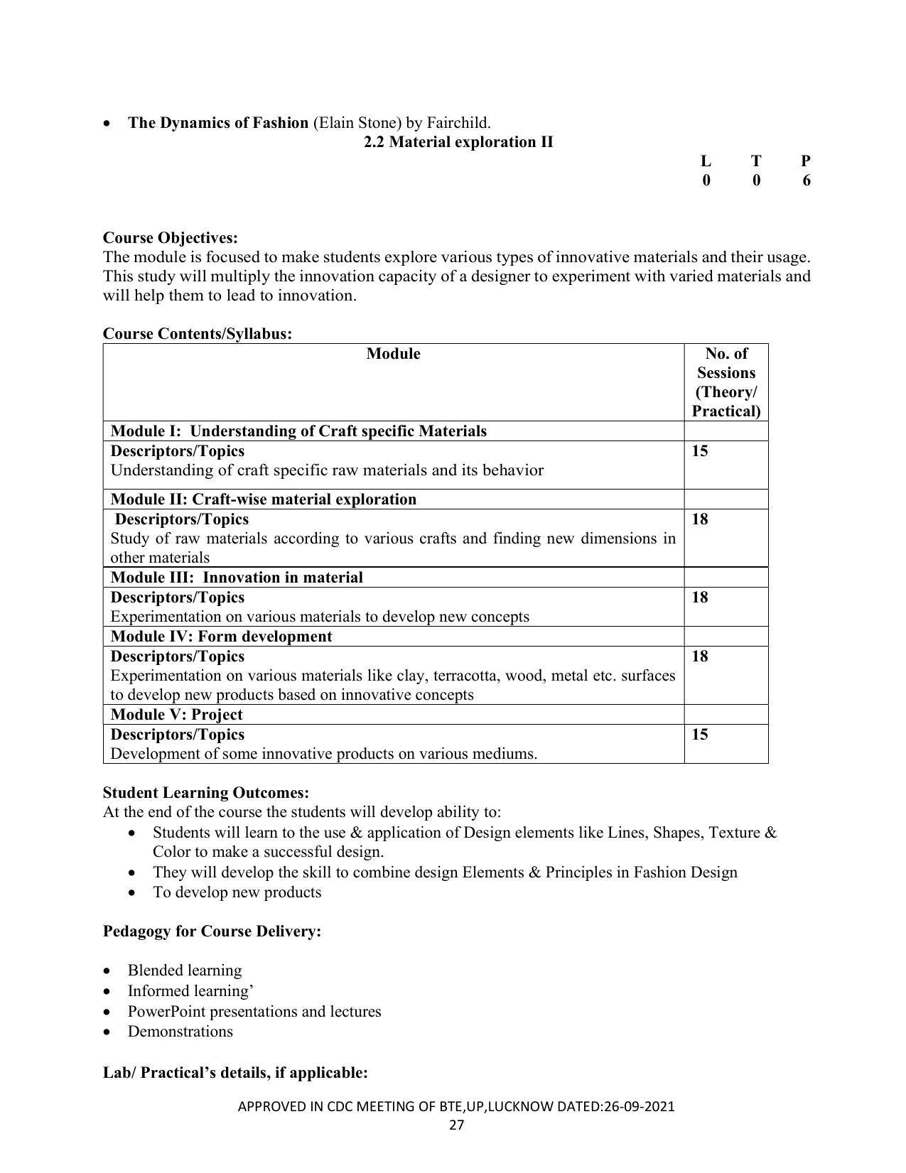 SYLLABUS FOR SEMESTER SYSTEM EFFECTIVE FROM (2021-2022) - CRAFT TECHNOLOGY - Page 27