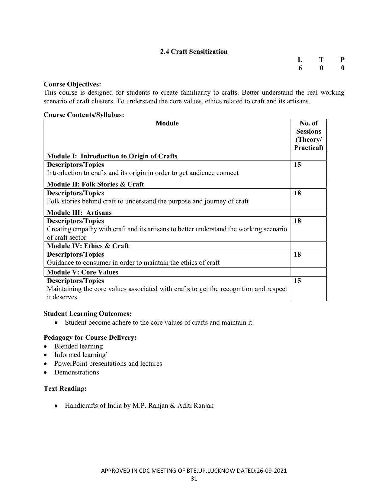SYLLABUS FOR SEMESTER SYSTEM EFFECTIVE FROM (2021-2022) - CRAFT TECHNOLOGY - Page 31