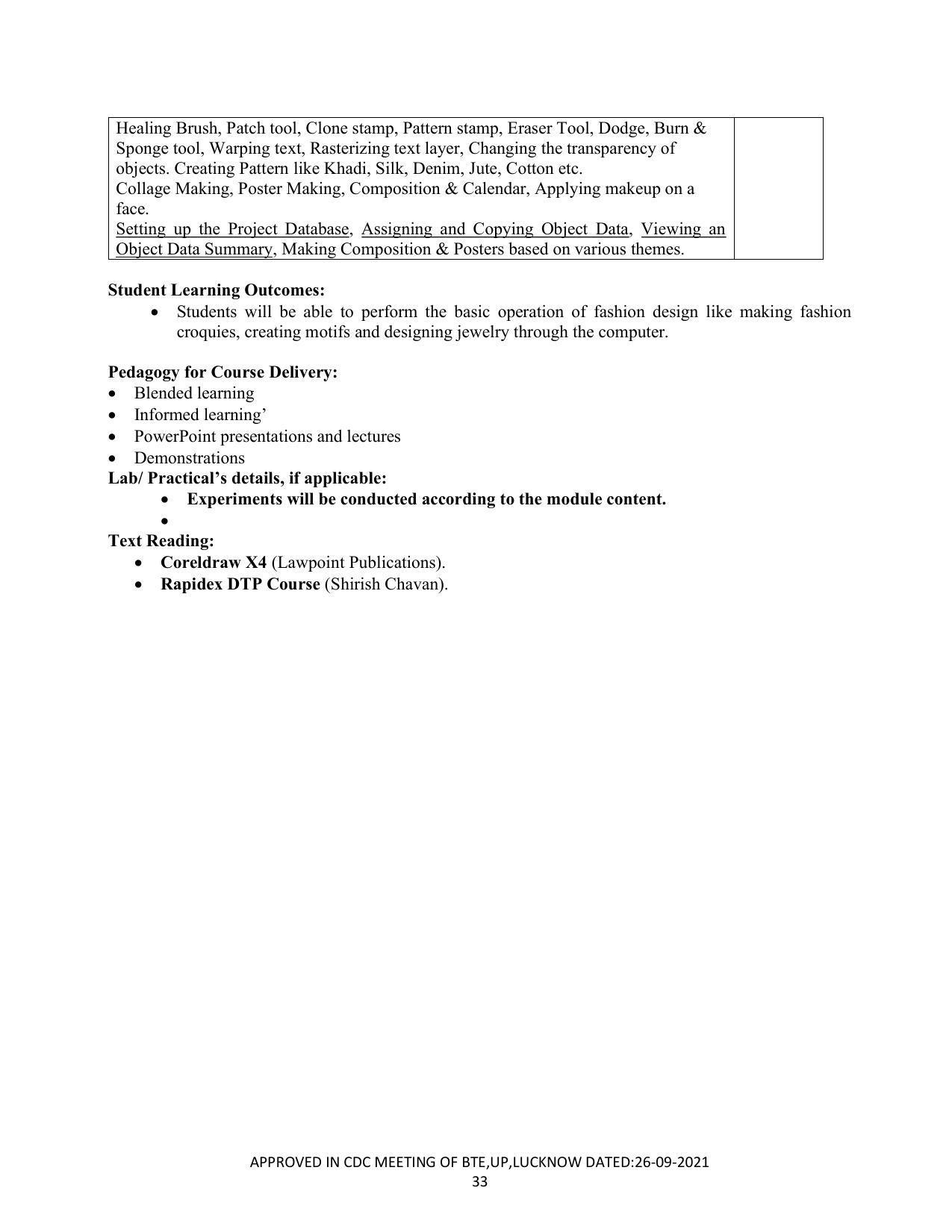 SYLLABUS FOR SEMESTER SYSTEM EFFECTIVE FROM (2021-2022) - CRAFT TECHNOLOGY - Page 33