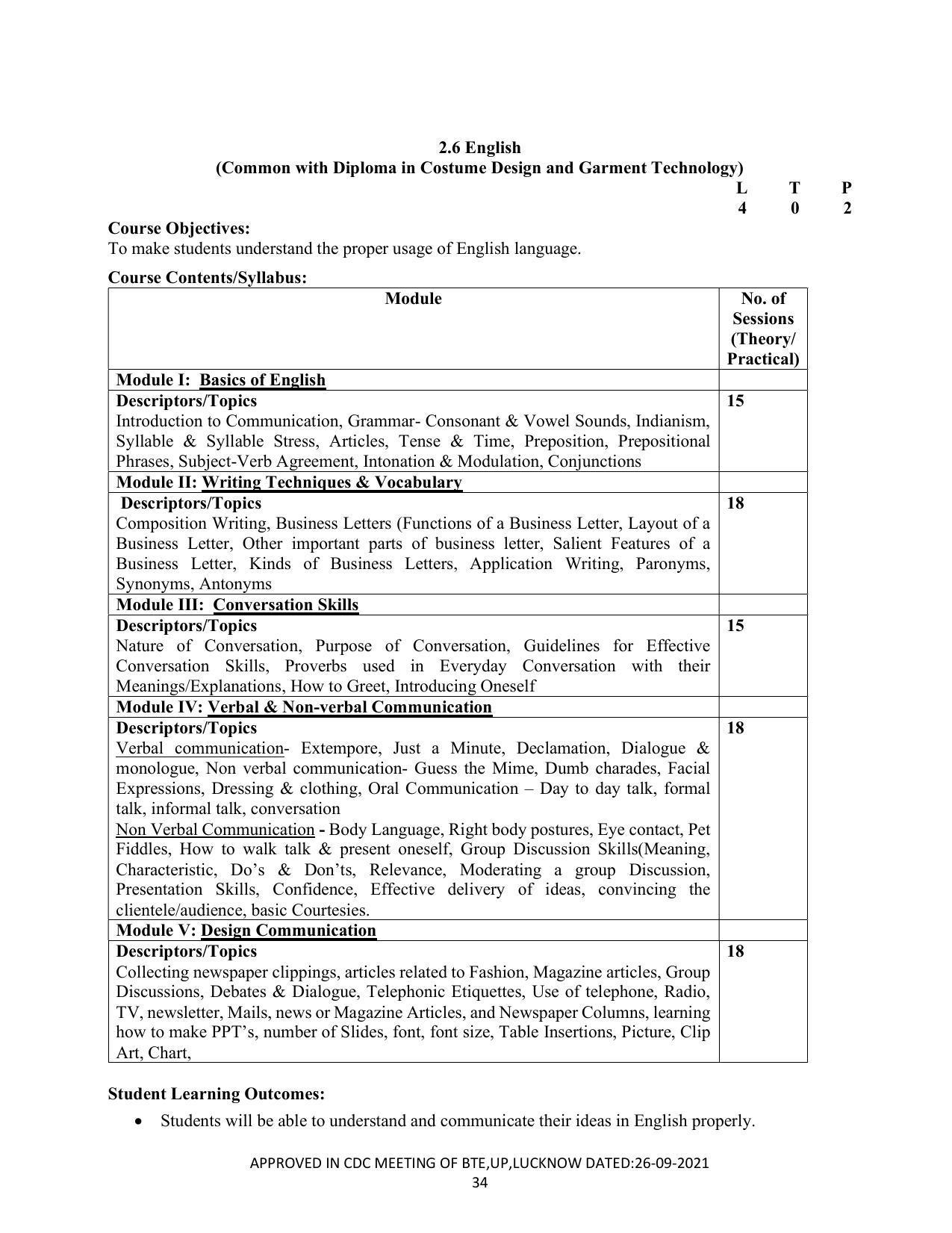 SYLLABUS FOR SEMESTER SYSTEM EFFECTIVE FROM (2021-2022) - CRAFT TECHNOLOGY - Page 34