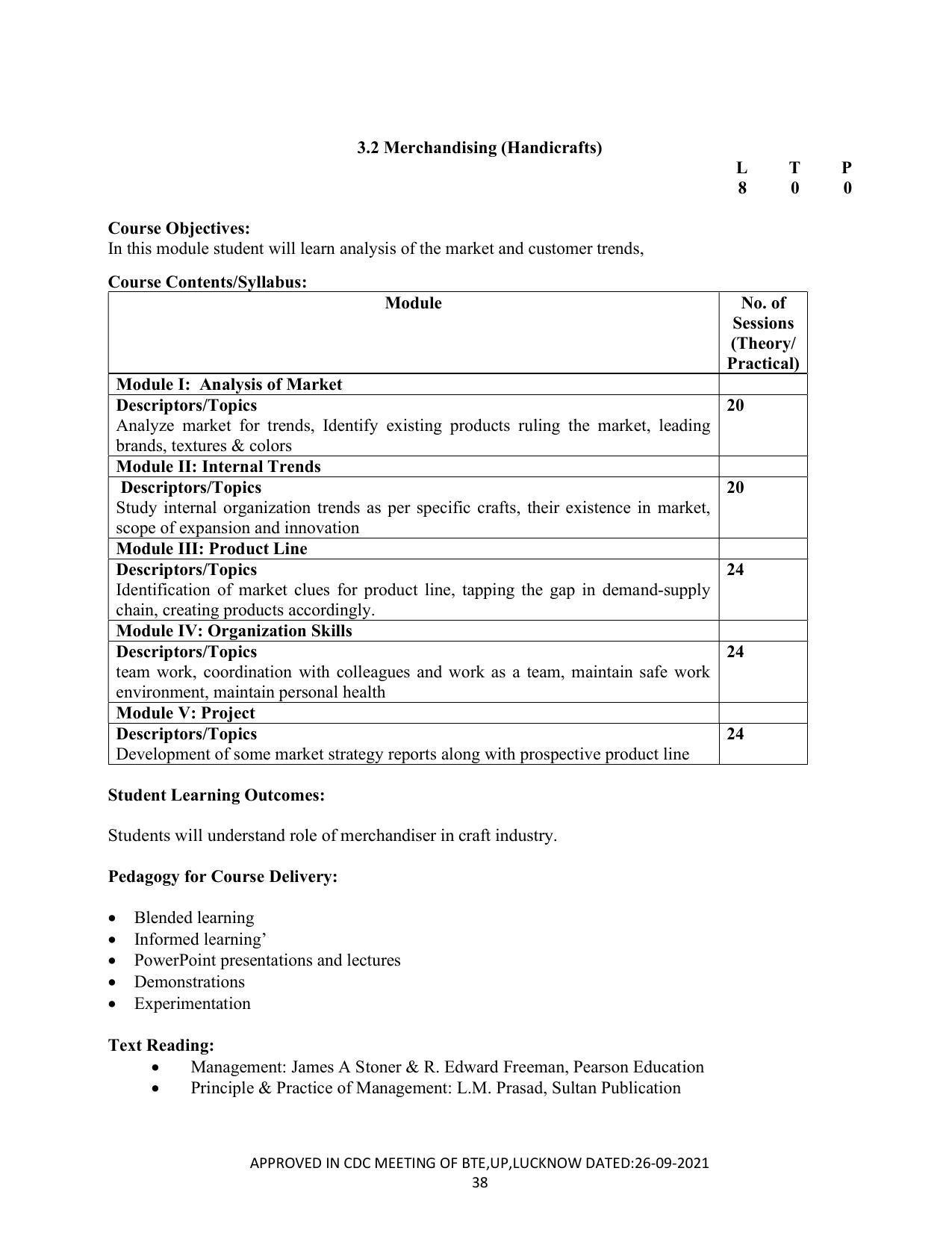SYLLABUS FOR SEMESTER SYSTEM EFFECTIVE FROM (2021-2022) - CRAFT TECHNOLOGY - Page 38
