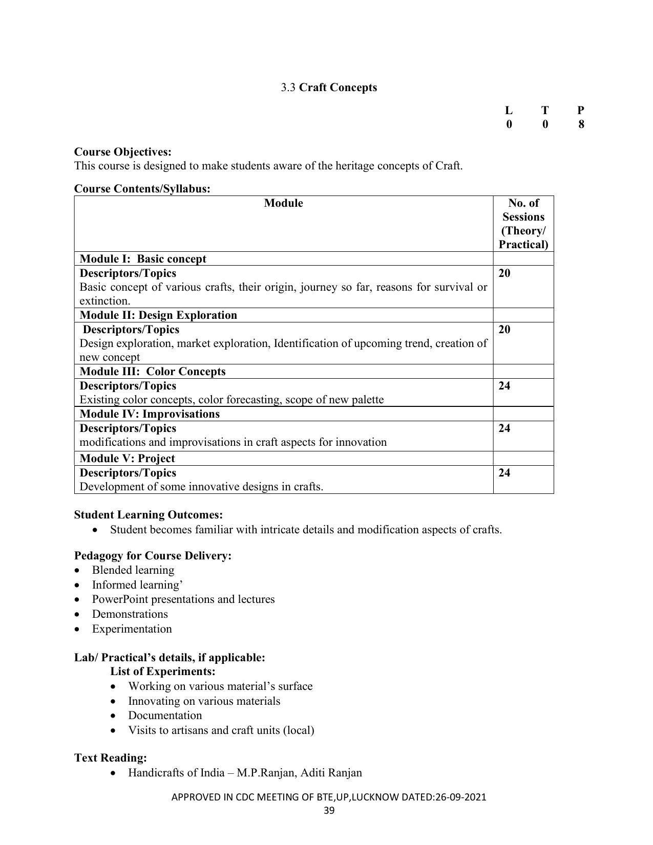 SYLLABUS FOR SEMESTER SYSTEM EFFECTIVE FROM (2021-2022) - CRAFT TECHNOLOGY - Page 39