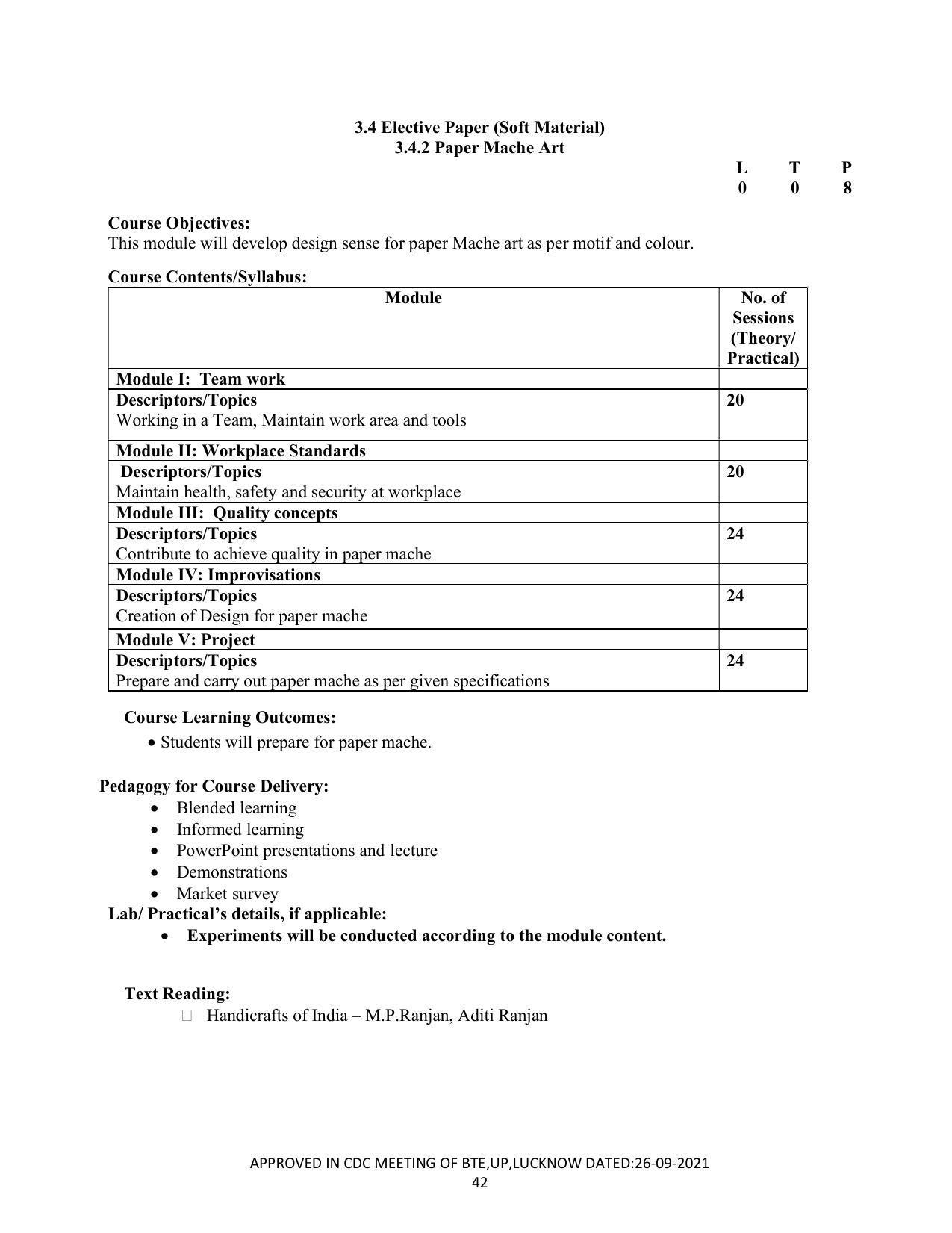 SYLLABUS FOR SEMESTER SYSTEM EFFECTIVE FROM (2021-2022) - CRAFT TECHNOLOGY - Page 42