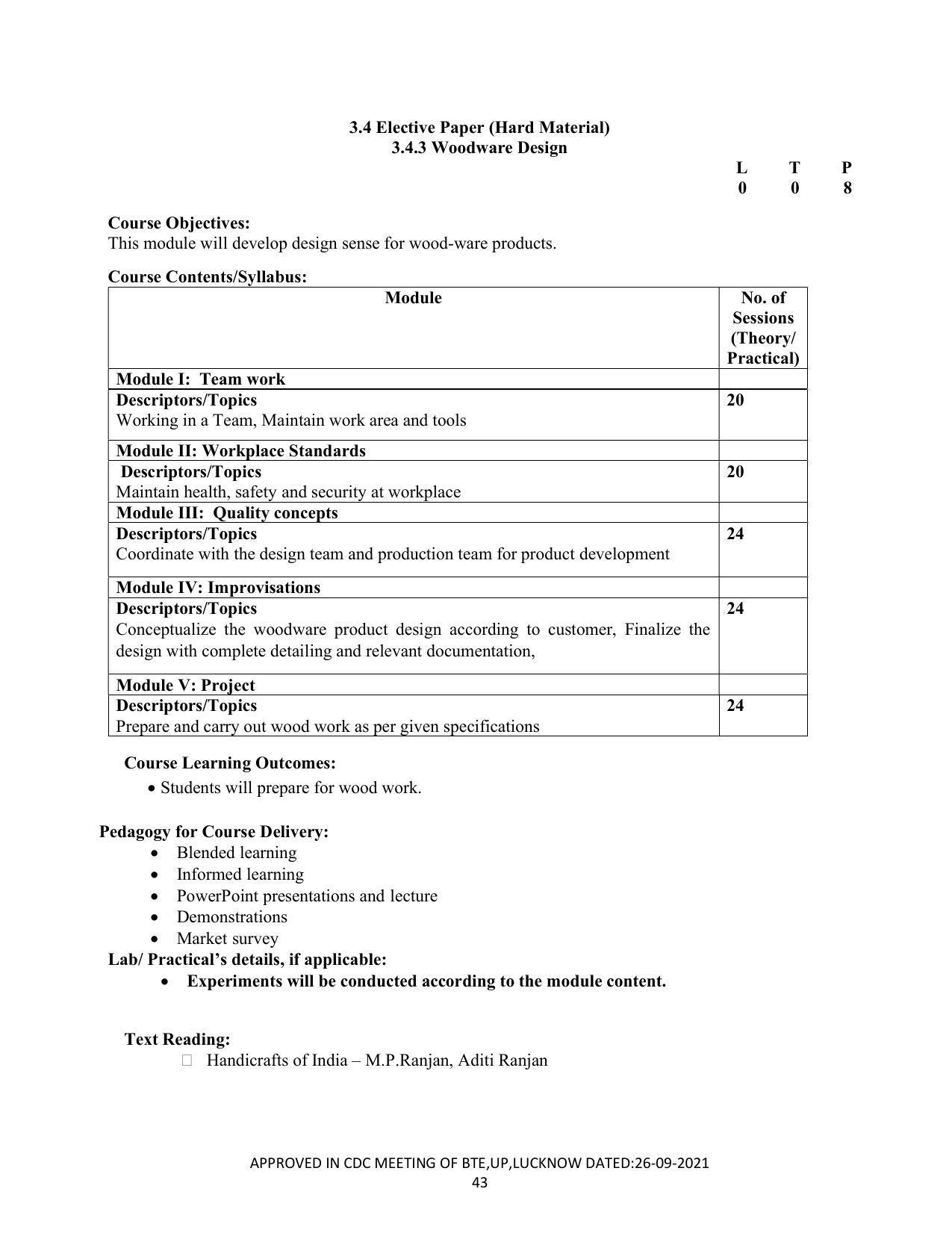 SYLLABUS FOR SEMESTER SYSTEM EFFECTIVE FROM (2021-2022) - CRAFT TECHNOLOGY - Page 43