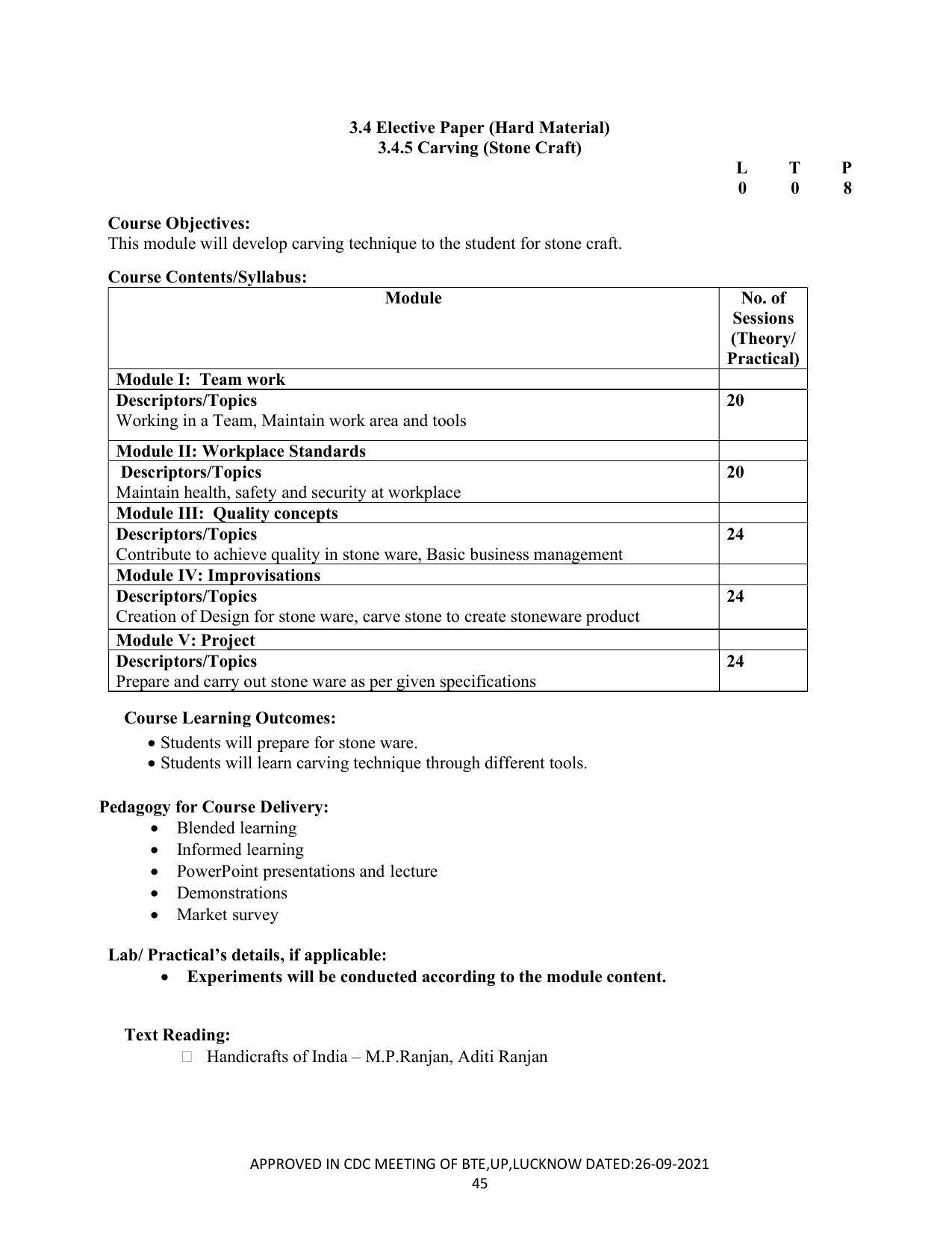 SYLLABUS FOR SEMESTER SYSTEM EFFECTIVE FROM (2021-2022) - CRAFT TECHNOLOGY - Page 45