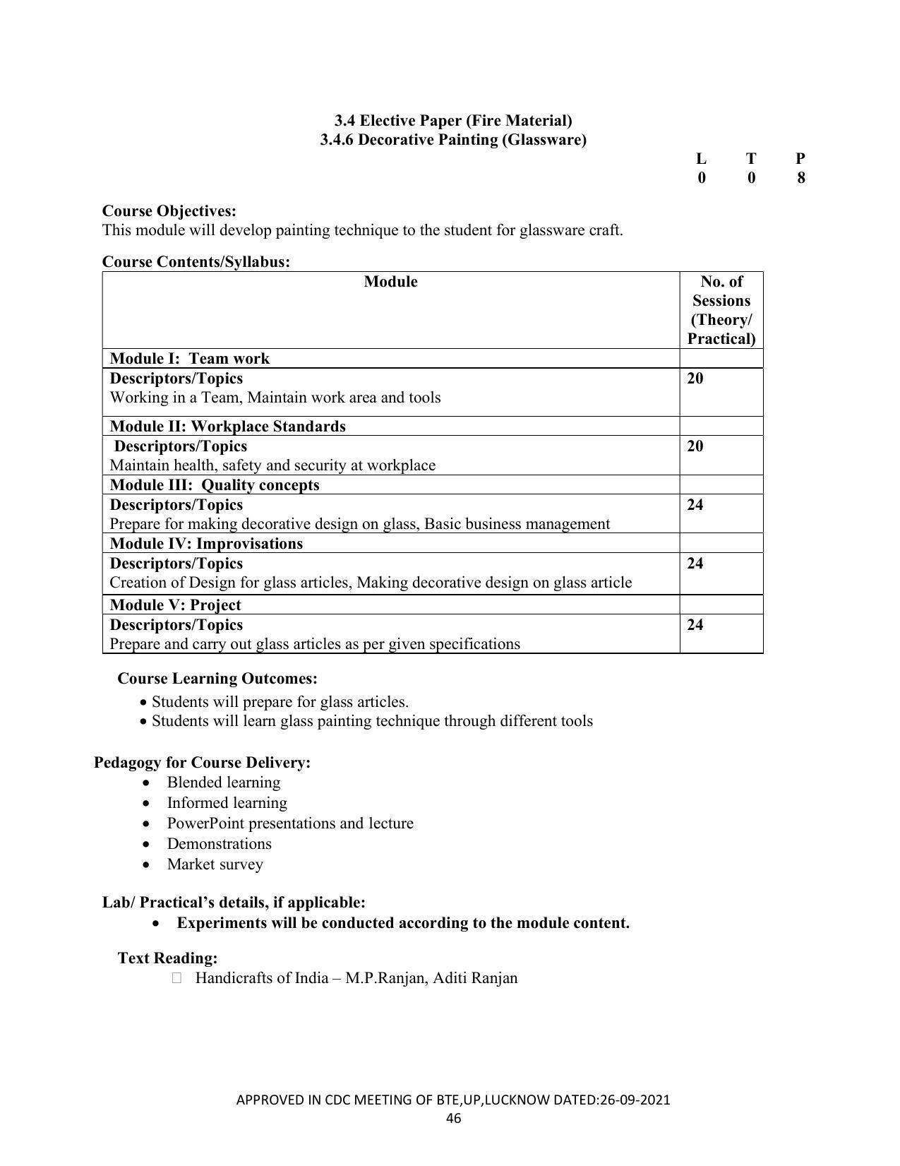 SYLLABUS FOR SEMESTER SYSTEM EFFECTIVE FROM (2021-2022) - CRAFT TECHNOLOGY - Page 46