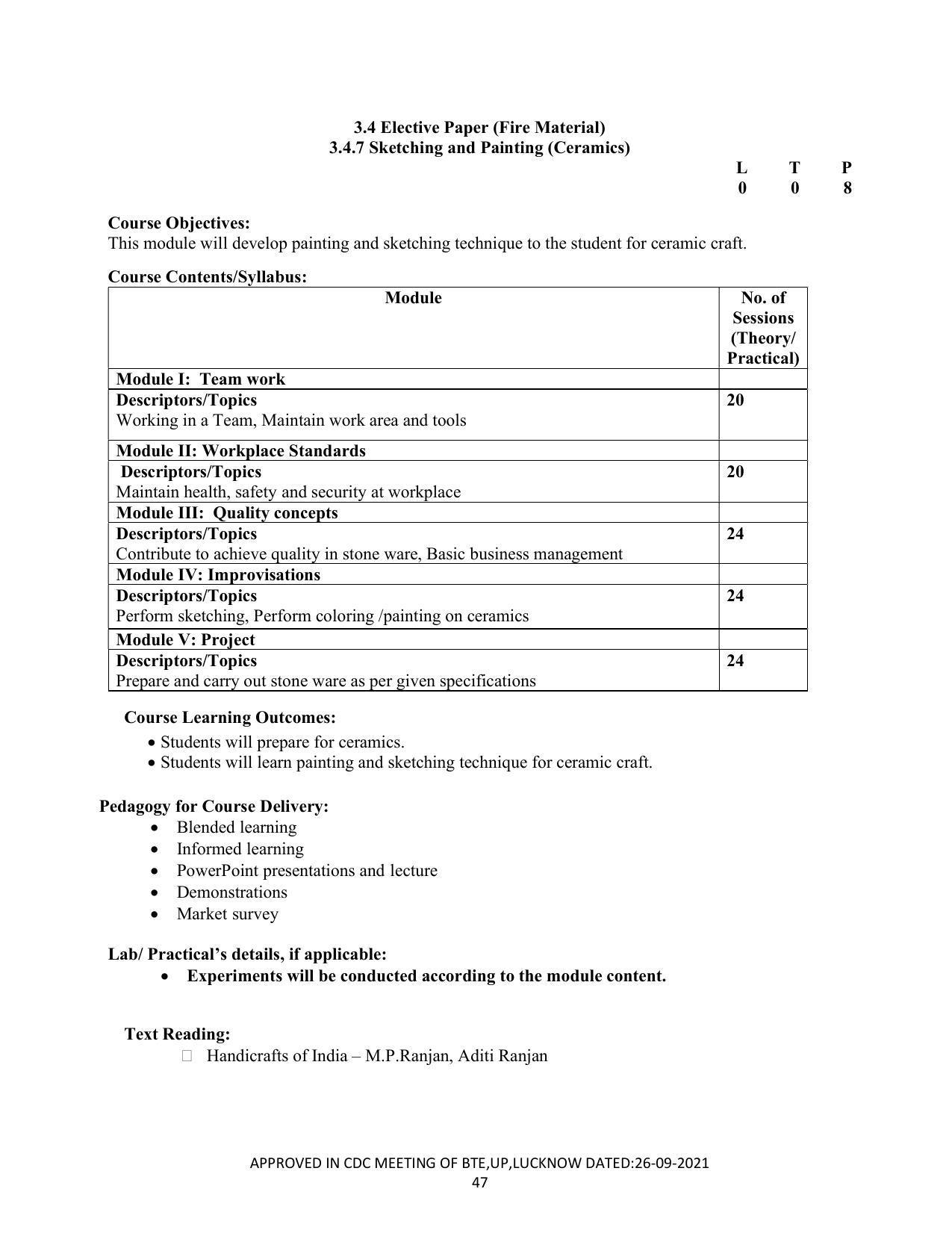 SYLLABUS FOR SEMESTER SYSTEM EFFECTIVE FROM (2021-2022) - CRAFT TECHNOLOGY - Page 47