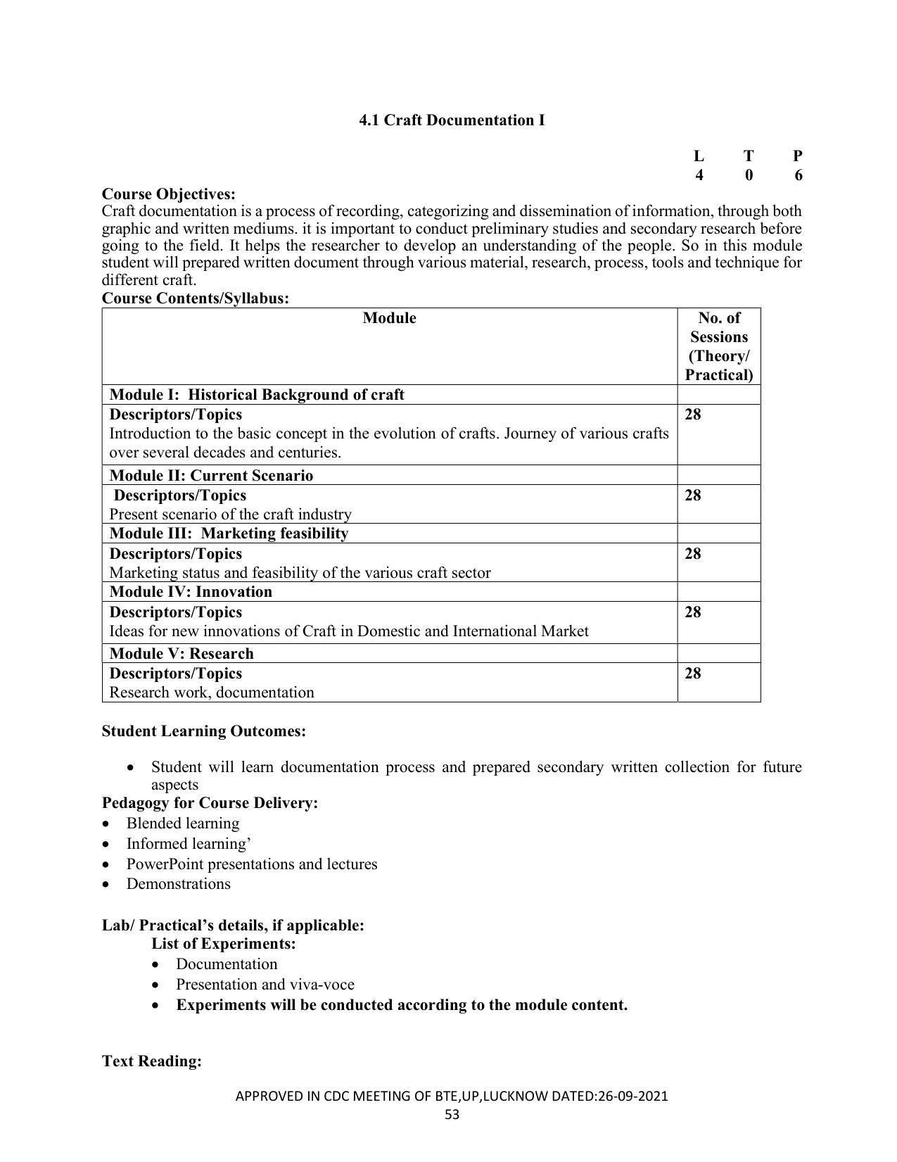 SYLLABUS FOR SEMESTER SYSTEM EFFECTIVE FROM (2021-2022) - CRAFT TECHNOLOGY - Page 53